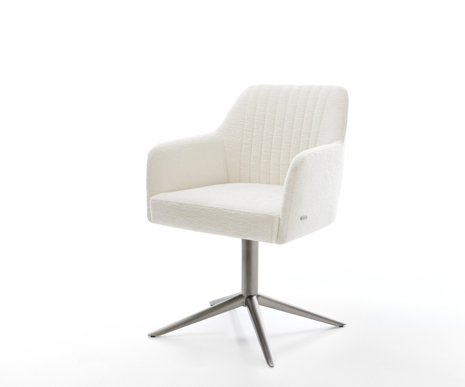 Chaise-pivotante Greg-Flex bouclé doux beige pied de chaise 4 branches grafiete pivotement sur 360° fonction bascule resorts ensachés