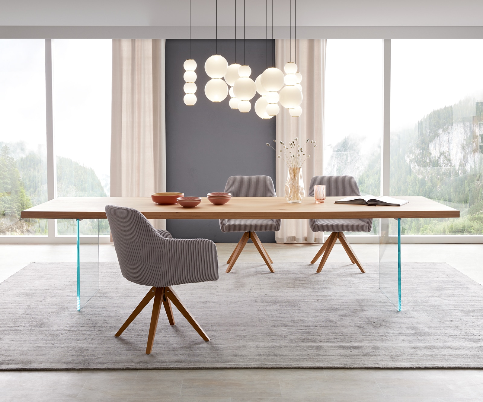 Esstisch Edge 300x100 Eiche Natur Glas Esstisch Edge 300x100 Eiche Natur Glas