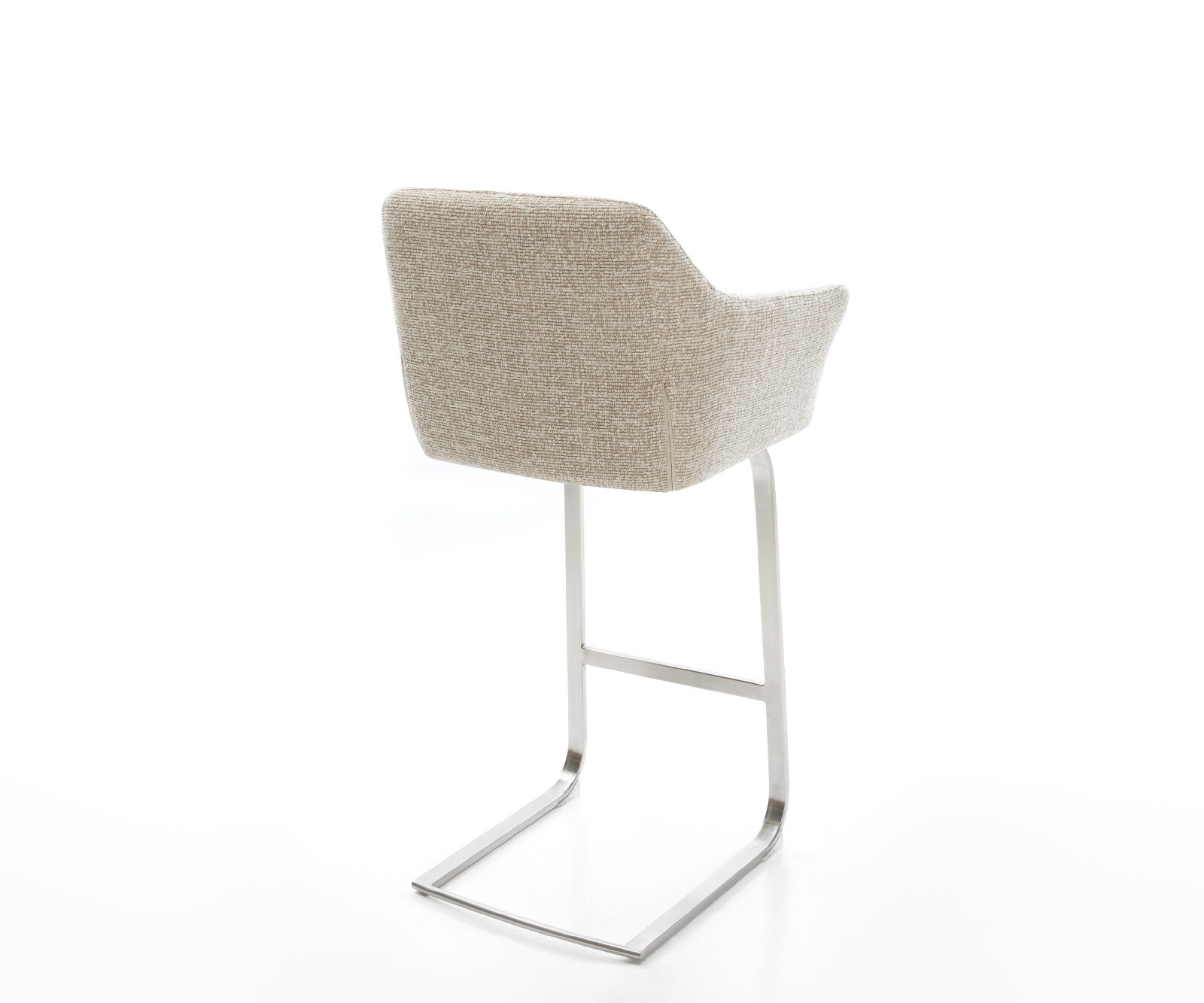 Barstuhl Yulo-Flex Webstoff Soft Beige Freischwinger Flach Edelstahl Silberfarben 5