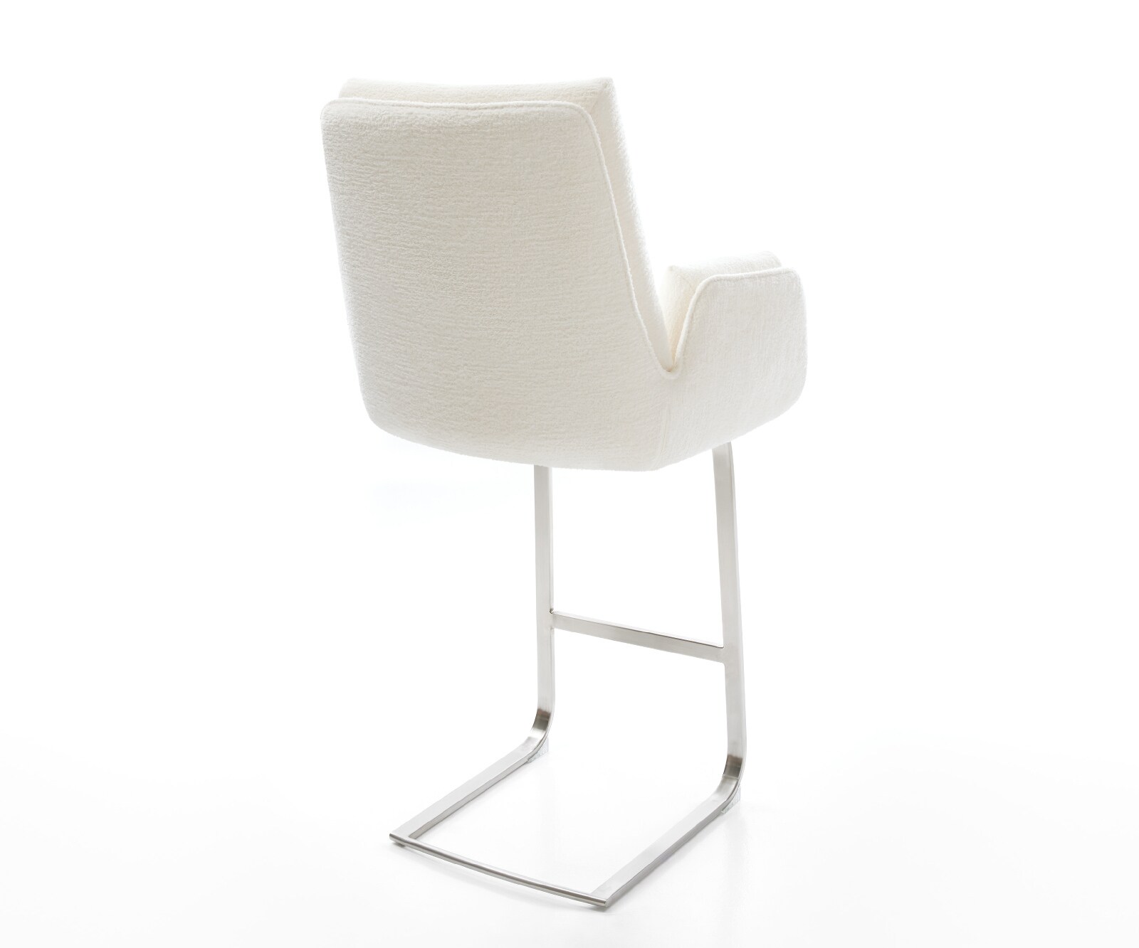 Barstuhl Clea-Flex Bouclé Soft Beige Freischwinger Flach Edelstahl Silberfarben 4