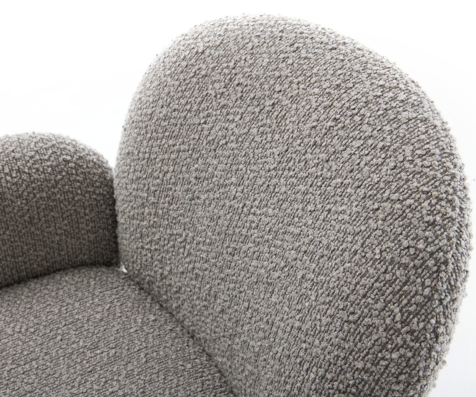 Drehstuhl Nube-Flex mit Armlehnen Bouclé Silbergrau Kreuzgestell breit Edelstahl 360° drehbar Wippfunktion Taschenfederkern 3