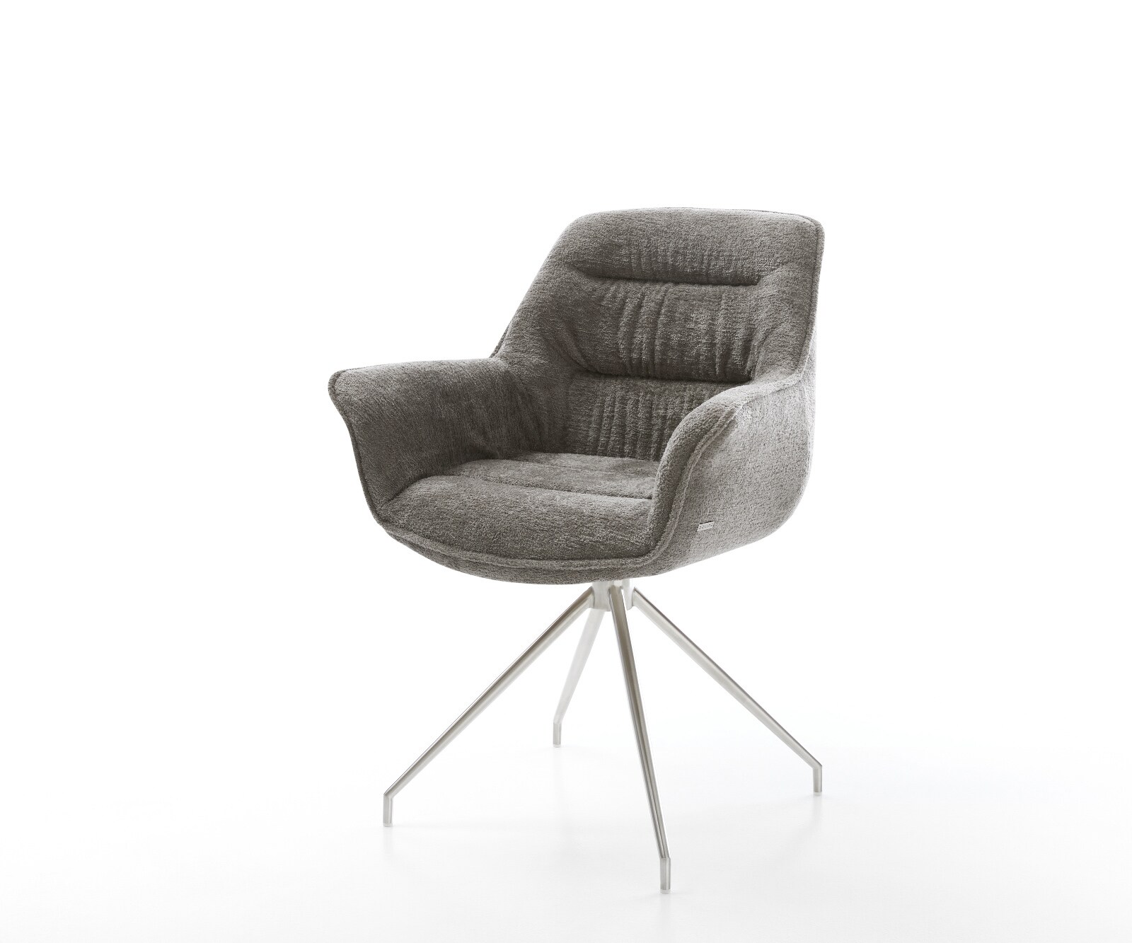 Esszimmerstuhl Kaira-Flex Bouclé Soft Schlamm Kreuzgestell konisch Edelstahl