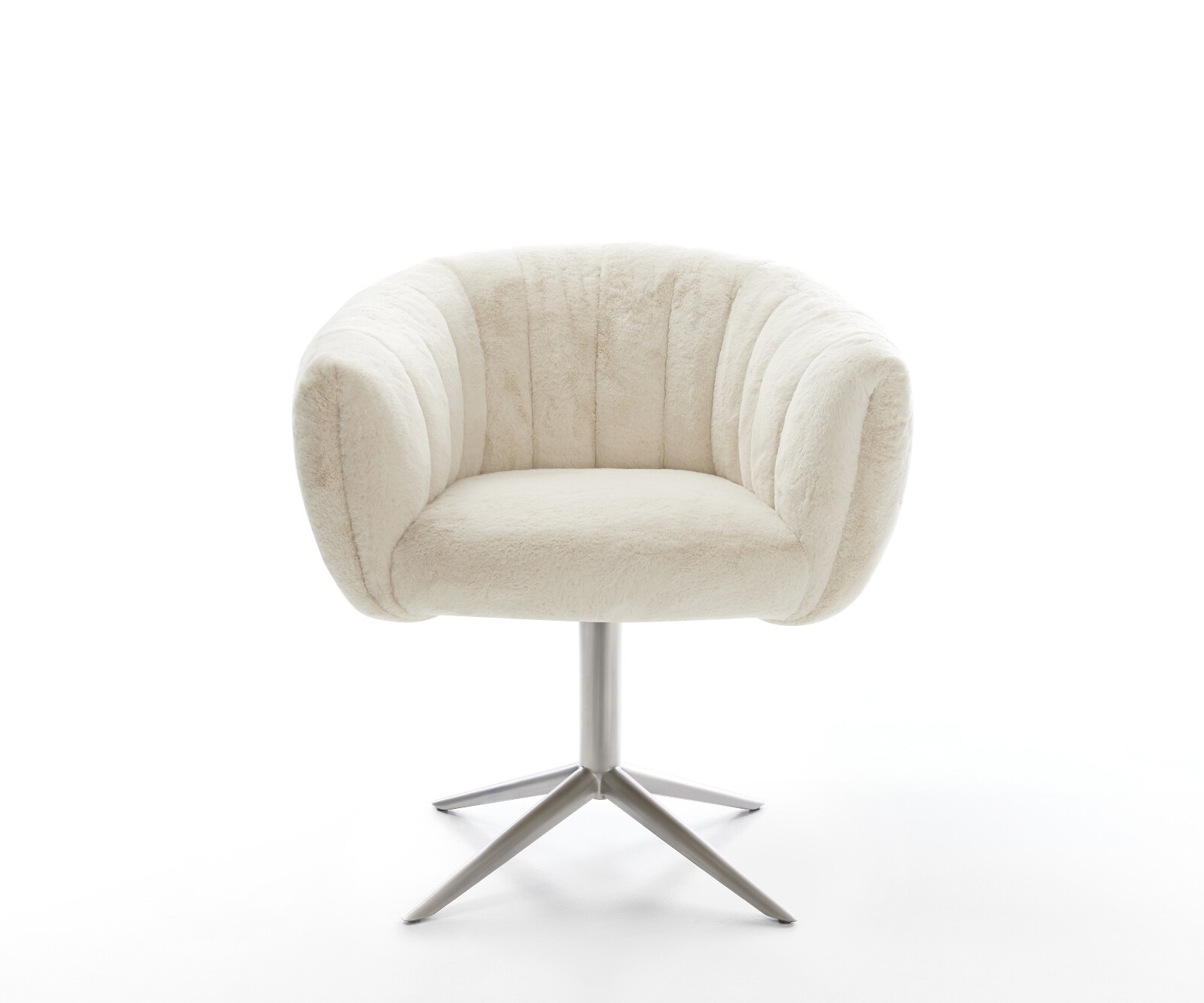 Drehstuhl Jada-Flex Plüsch Creme-Weiß Fußkreuz Edelstahl 360° drehbar Wippfunktion Taschenfederkern 2