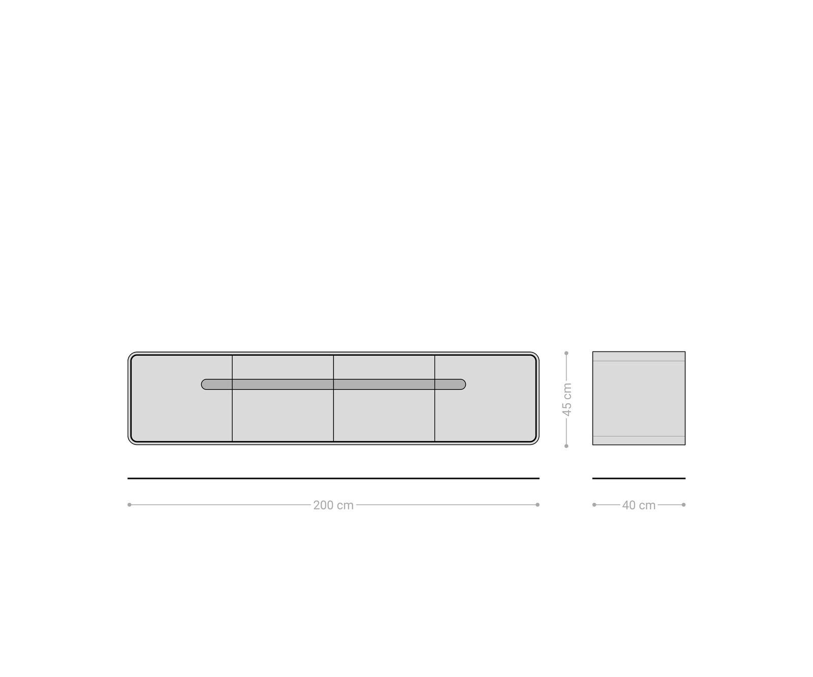 Lowboard Anaya 200 cm Akazie Natur 4 Türen Schwebend 9