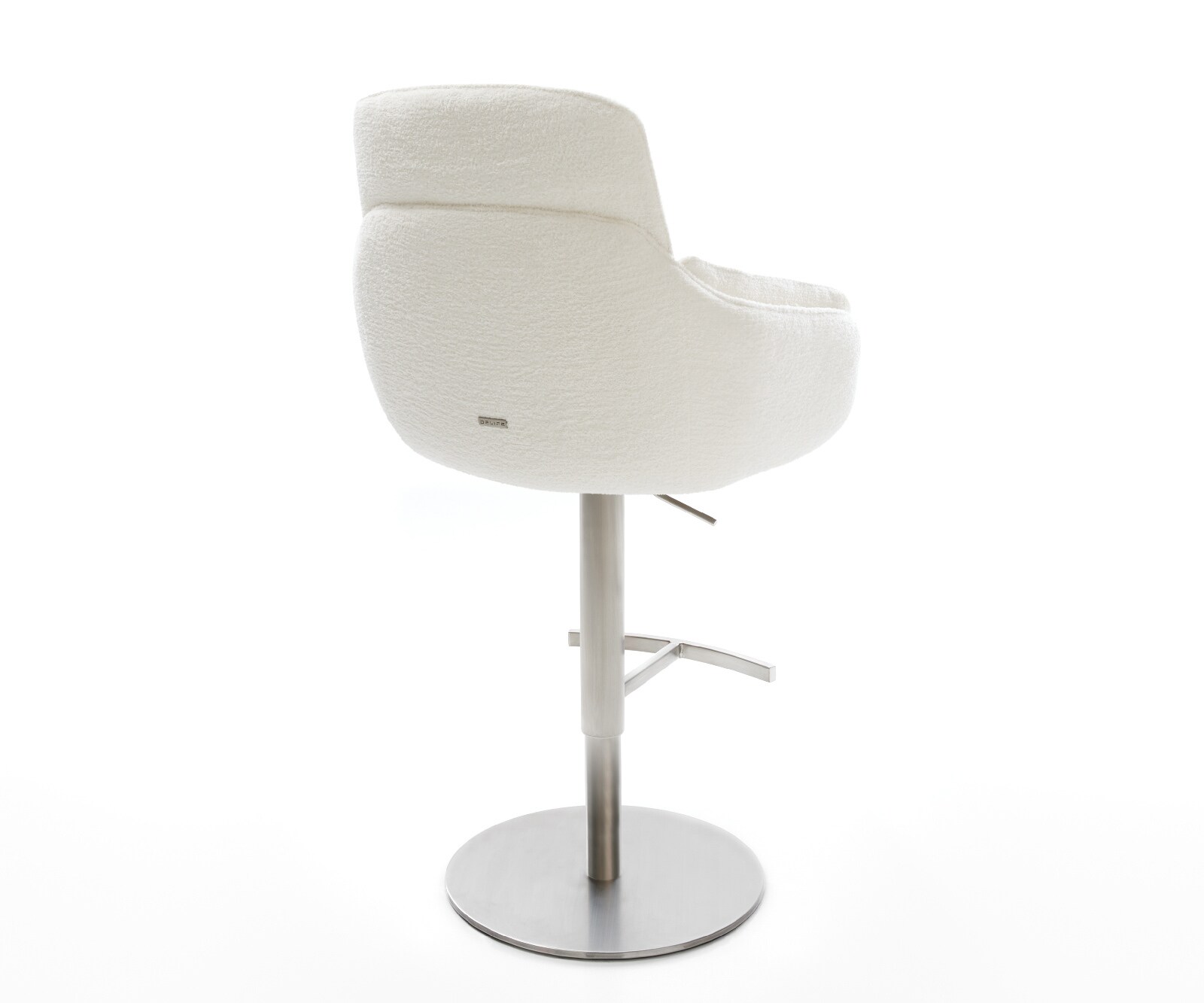 Barstuhl Luan-Flex Bouclé Soft Beige Drehfuß höhenverstellbar Edelstahl Silberfarben 4