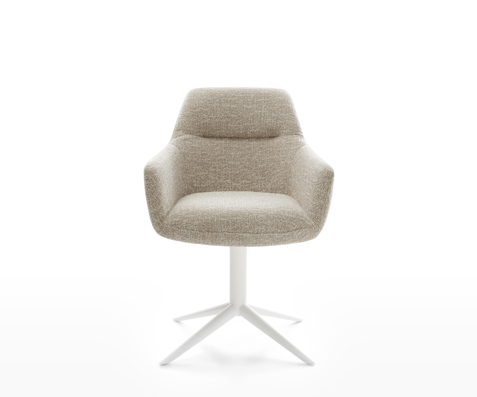 Drehstuhl Pejo-Flex Webstoff Soft Beige Fußkreuz Weiß 360° drehbar Wippfunktion Taschenfederkern 1