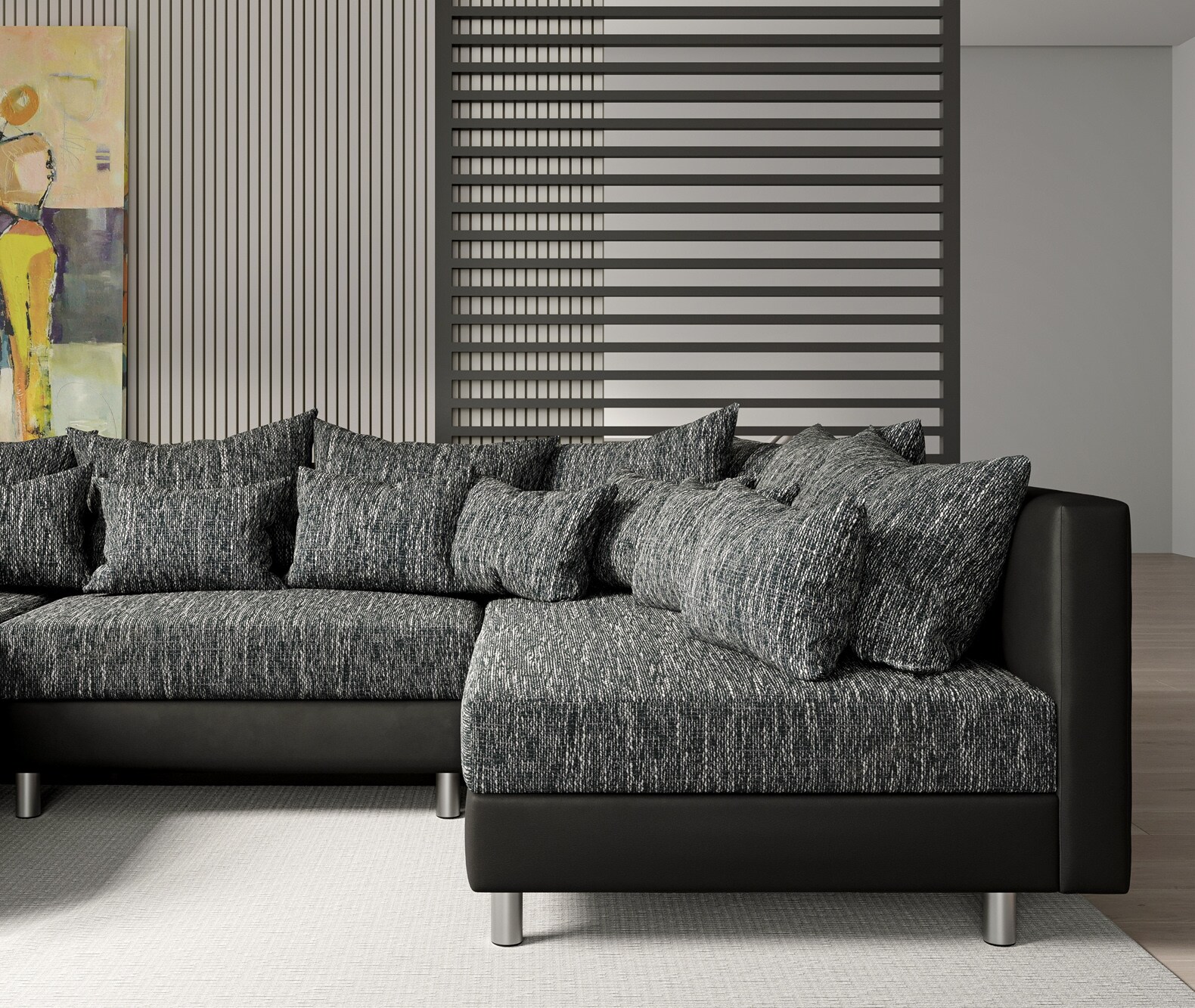 Wohnlandschaft Clovis Schwarz Modularsofa Modulsystem 4