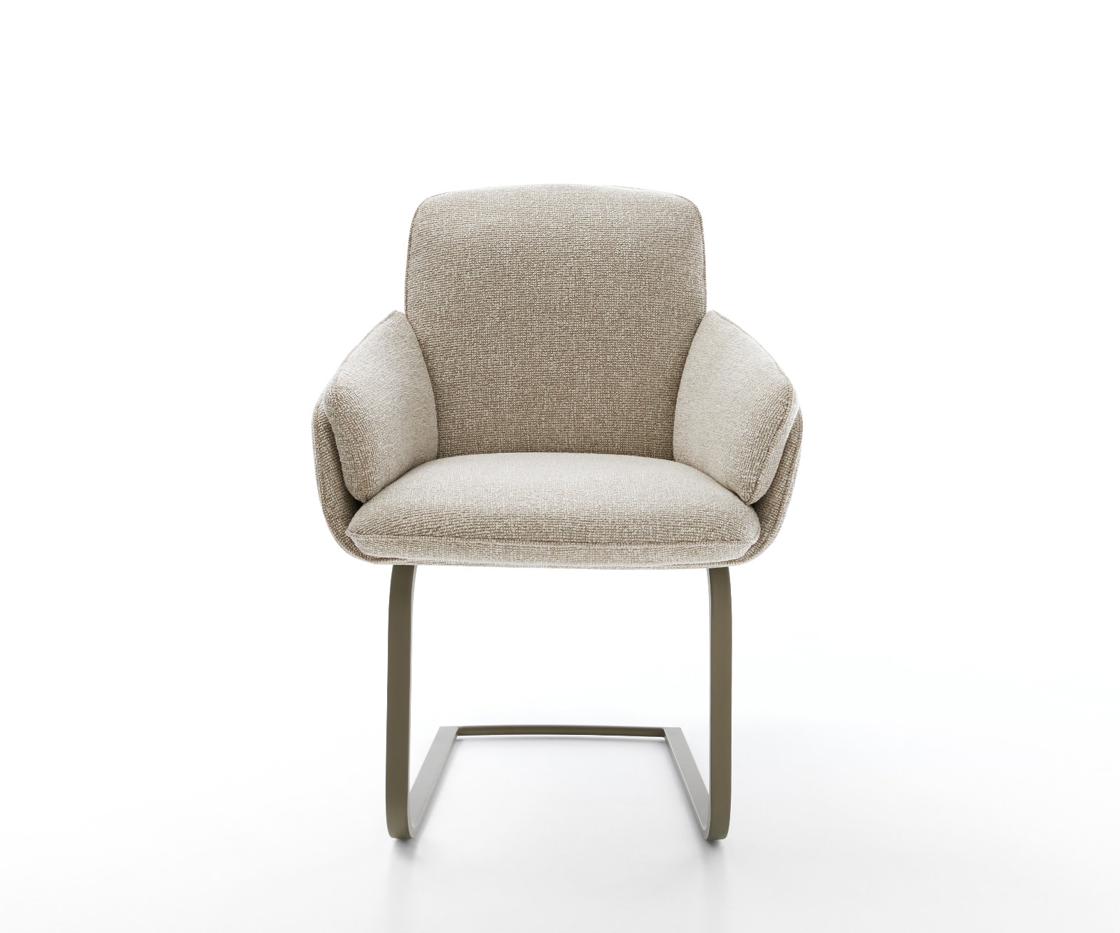 Freischwinger Luan-Flex mit Armlehnen Webstoff Soft Beige Freischwinger flach Effektfinish Titan 2