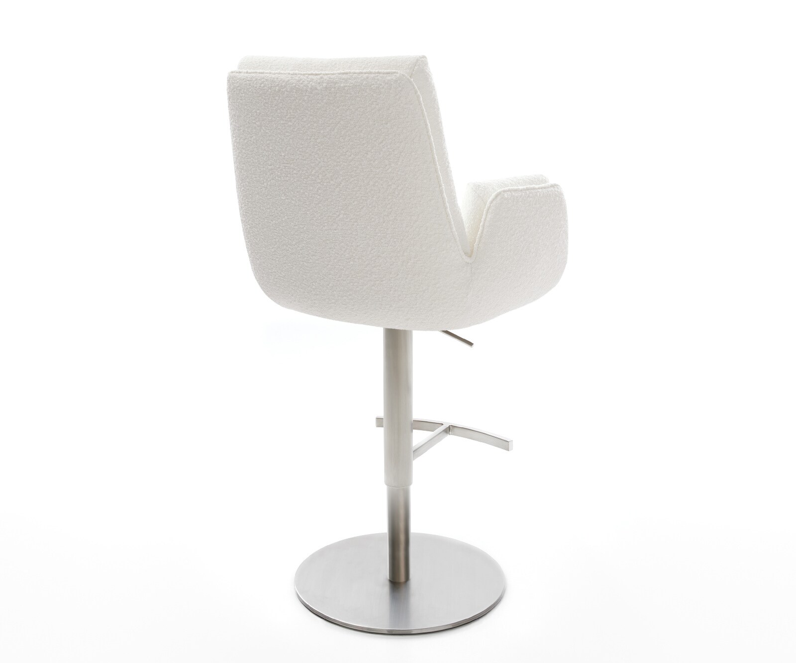 Barstuhl Clea-Flex Bouclé Creme-Weiß Drehfuß höhenverstellbar Edelstahl Silberfarben 5