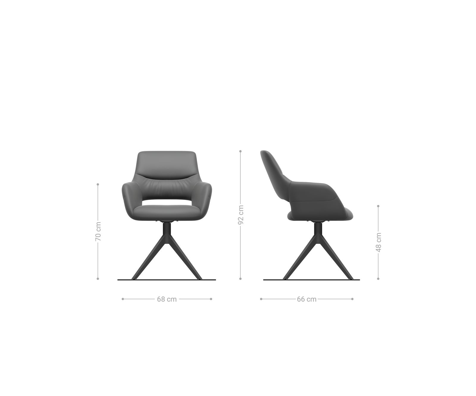 Drehstuhl Yago-Flex XL mit Armlehnen Bouclé Weiß Kreuzgestell breit Schwarz 360° drehbar 8