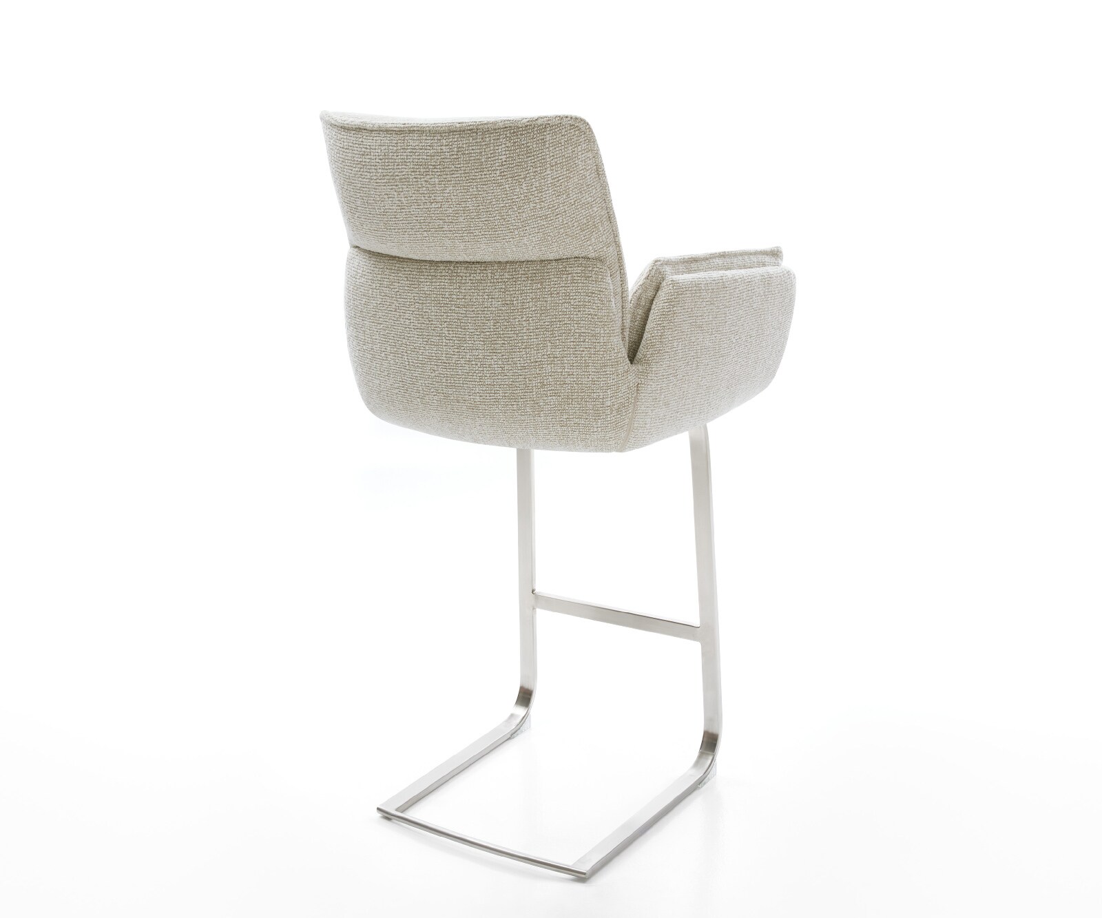 Barstuhl Nela-Flex Webstoff Soft Beige Freischwinger Flach Edelstahl Silberfarben 5