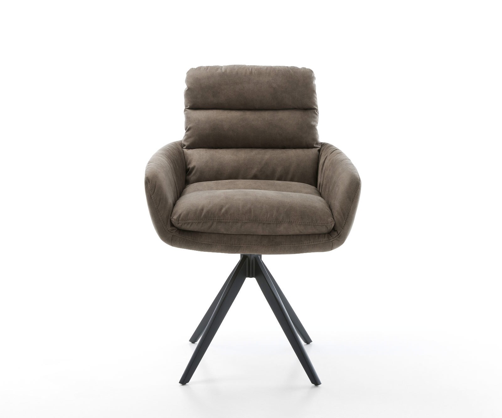 Esszimmerstuhl Abelia-Flex mit Armlehnen Mikrofaser Taupe Vintage Kreuzgestell kantig Schwarz 1