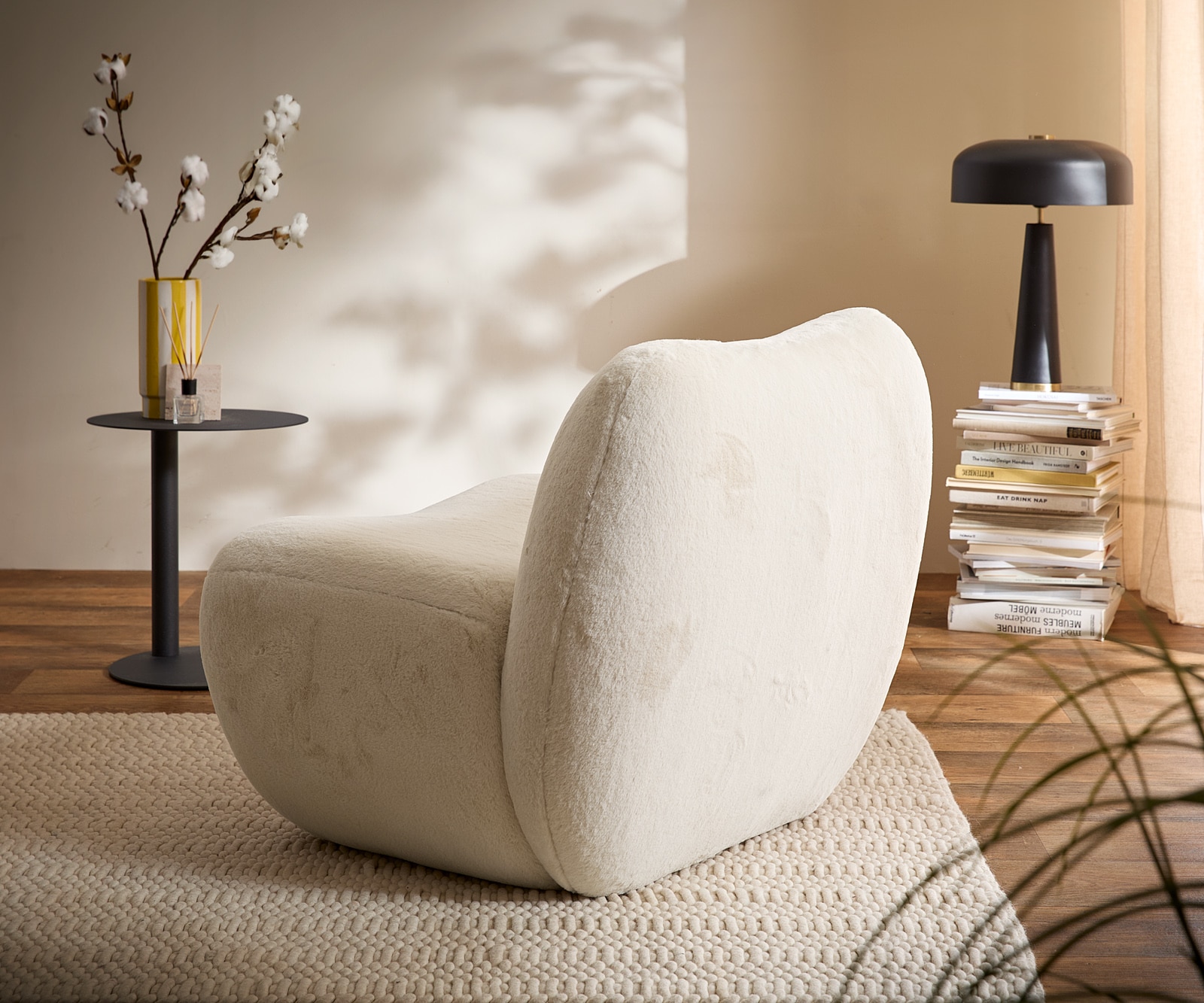 Loungesessel Zena 75x85 cm Plüsch Creme-Weiß 4