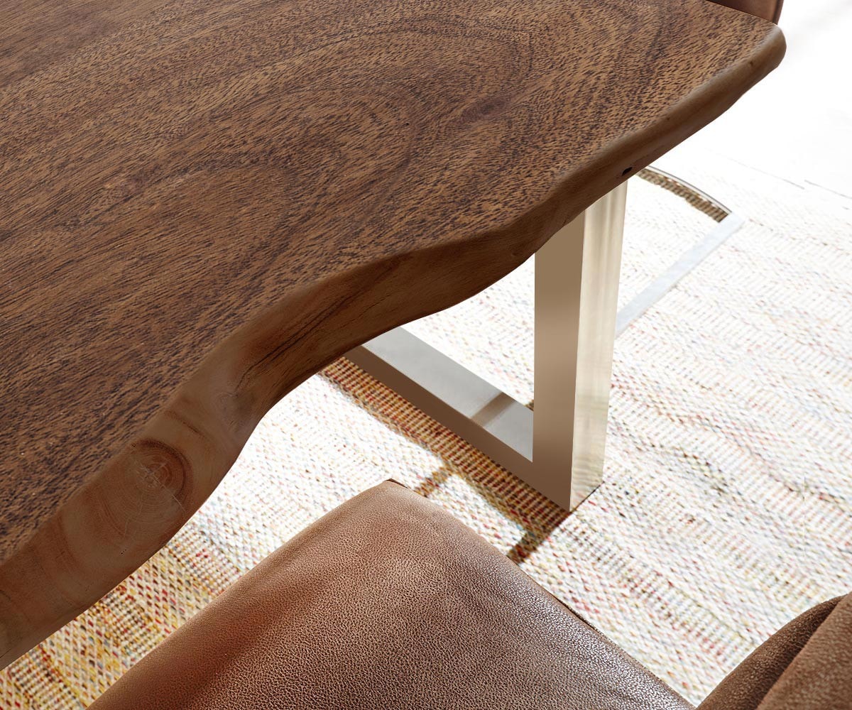 Esstisch Edge 300x100 XL Akazie Braun Edelstahl Breit Live-Edge 3 Esstisch Edge 300x100 XL Akazie Braun Edelstahl Breit Live-Edge 3