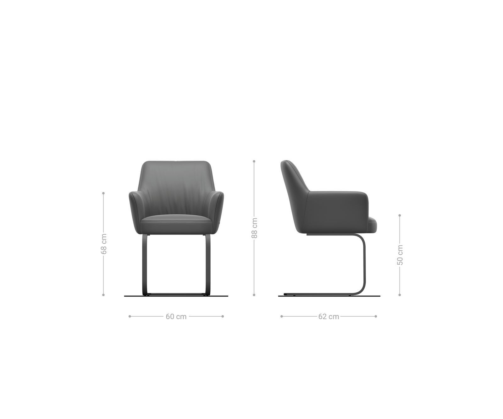 Freischwinger Xana-Flex mit Armlehnen Cord Silbergrau Freischwinger flach Edelstahl Taschenfederkern 6