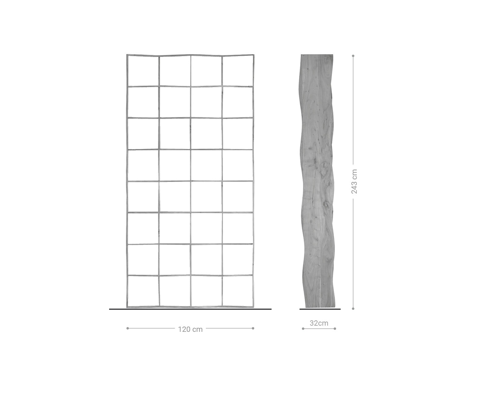 Bücherregal Live-Edge 240x120 cm Akazie Natur Massivholz 6