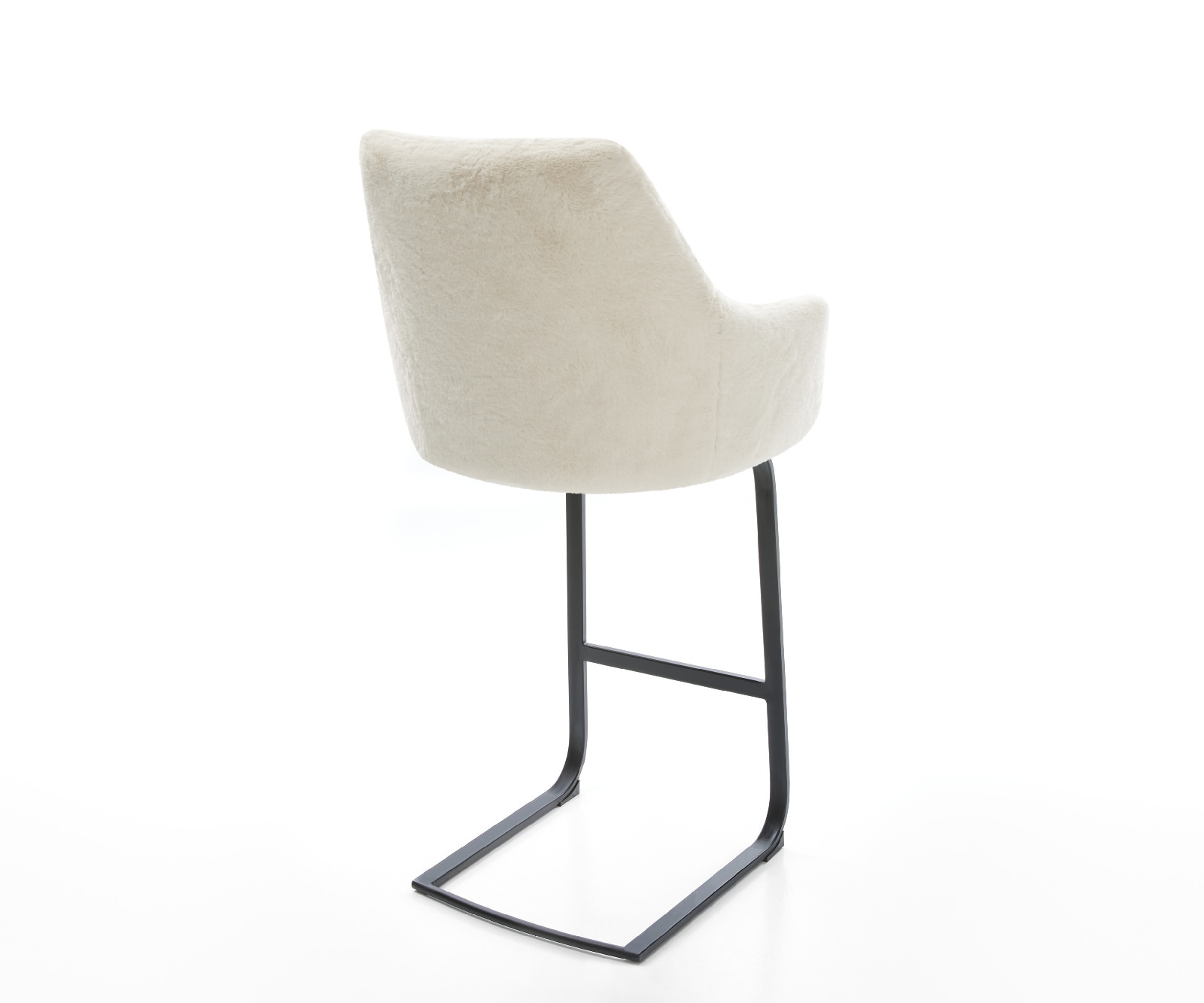 Barstuhl Alja-Flex Plüsch Creme-Weiß Freischwinger Flach Metall Schwarz Taschenfederkern 5