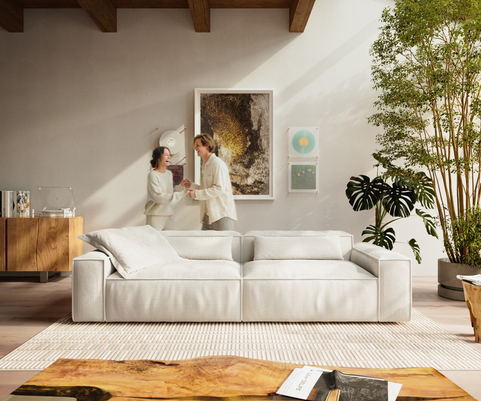 Big-Sofa Freestyle Cozy 280x110 cm Bouclé Soft Beige 3