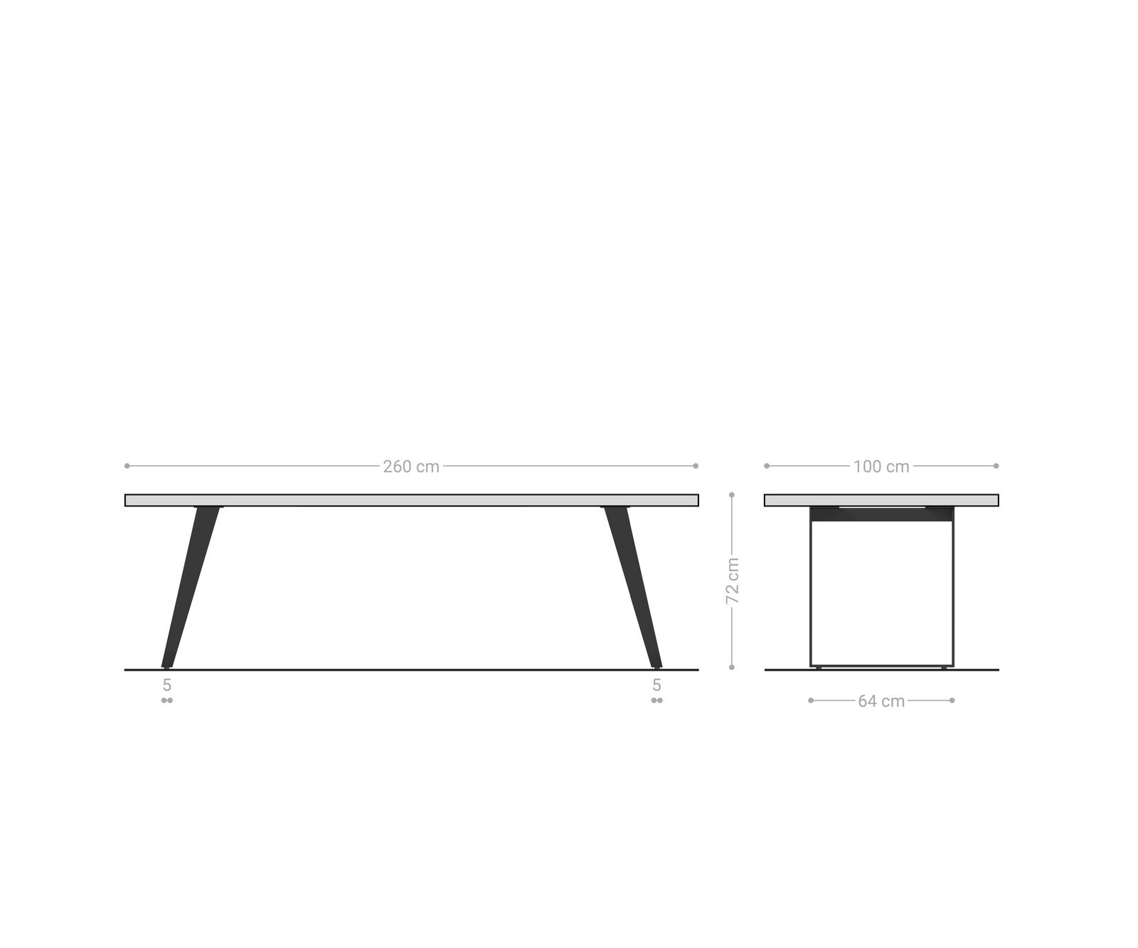 Esstisch Edge 260x100x2,5 Eiche Natur Edelstahl Schräg Live-Edge 9