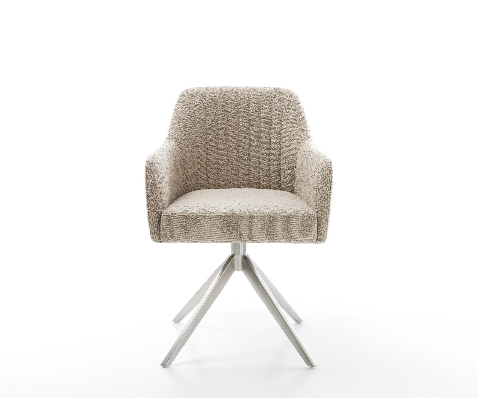 Drehstuhl Greg-Flex Bouclé Schlamm Kreuzgestell breit Edelstahl 360° drehbar Wippfunktion Taschenfederkern 1