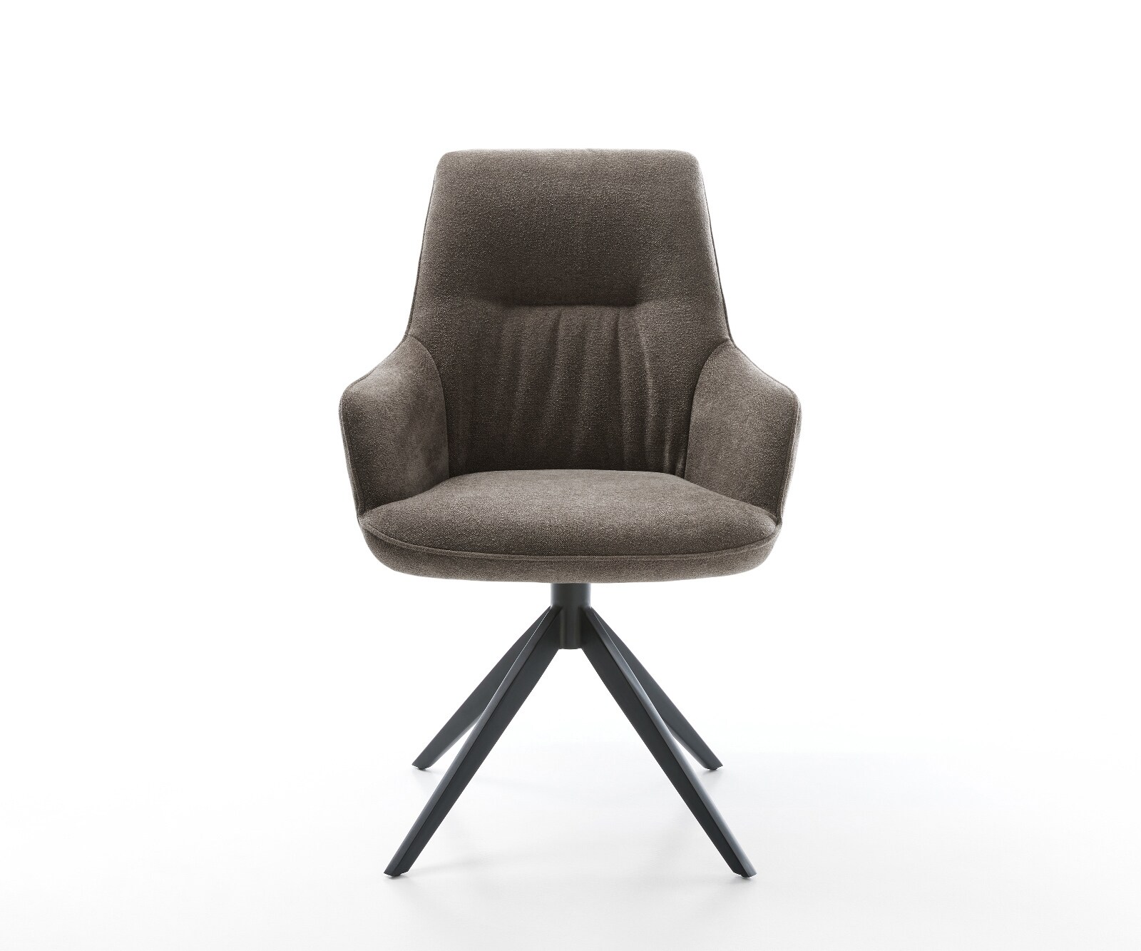 Drehstuhl Zelia-Flex mit Armlehnen Strukturstoff Soft Taupe Kreuzgestell breit Schwarz 360° drehbar Wippfunktion Taschenfederkern 1