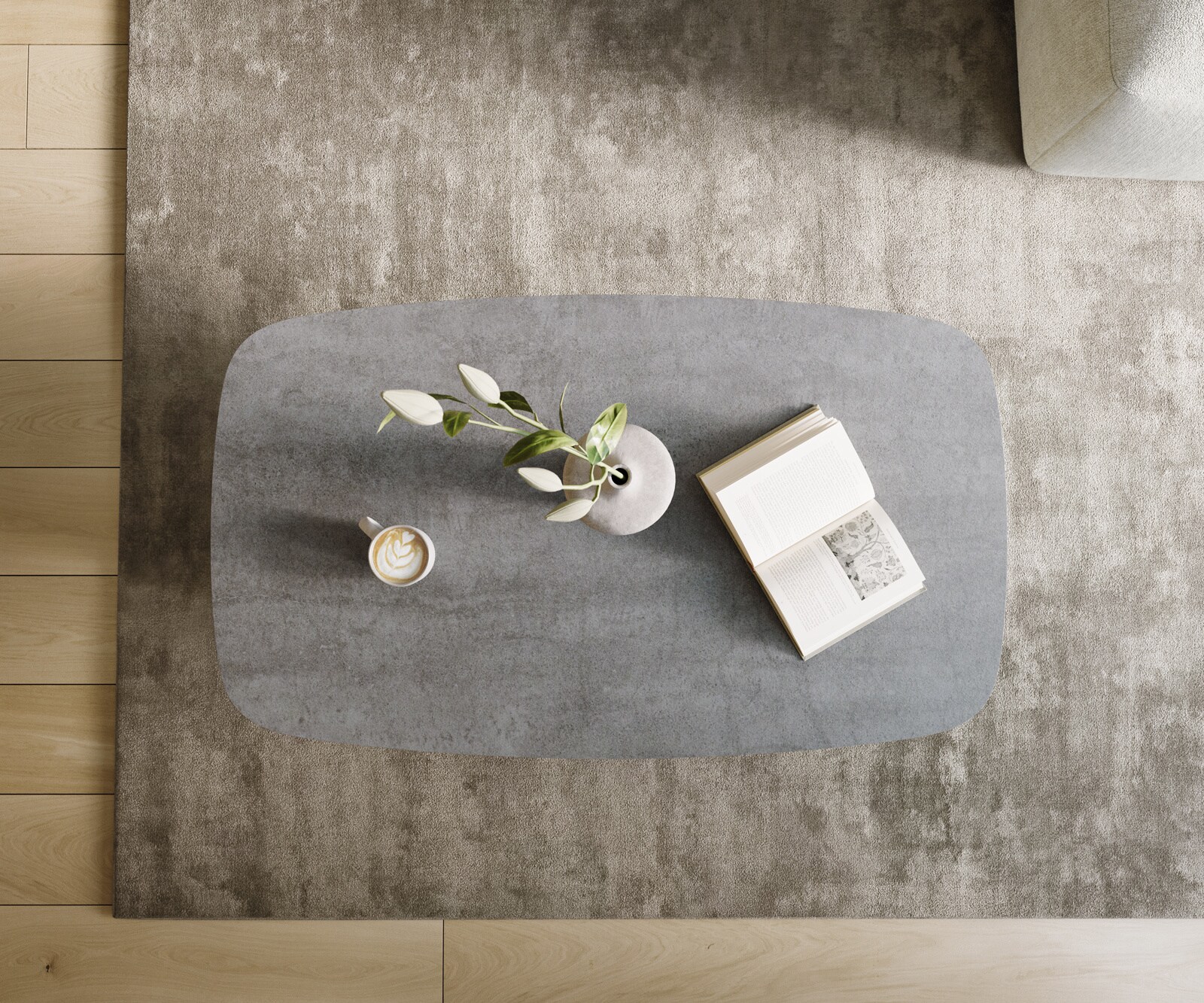 Couchtisch Edge Boot 120x70 cm Keramik Beton Grau Salto Metall Schwarz 3