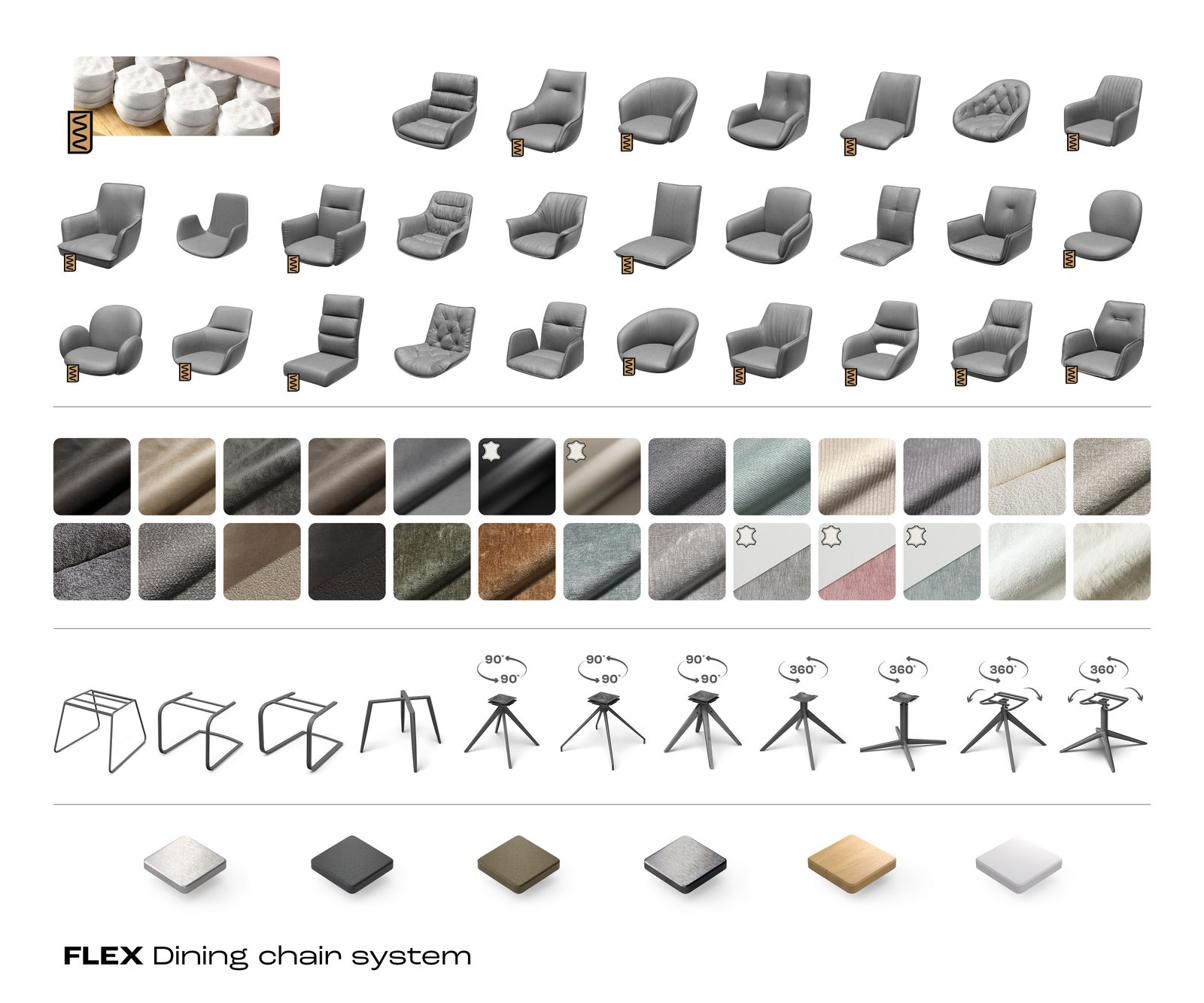 Drehstuhl Heira-Flex mit Armlehnen Plüsch Creme-Weiß Fußkreuz Effektfinish Titan 360° drehbar Wippfunktion Taschenfederkern 7