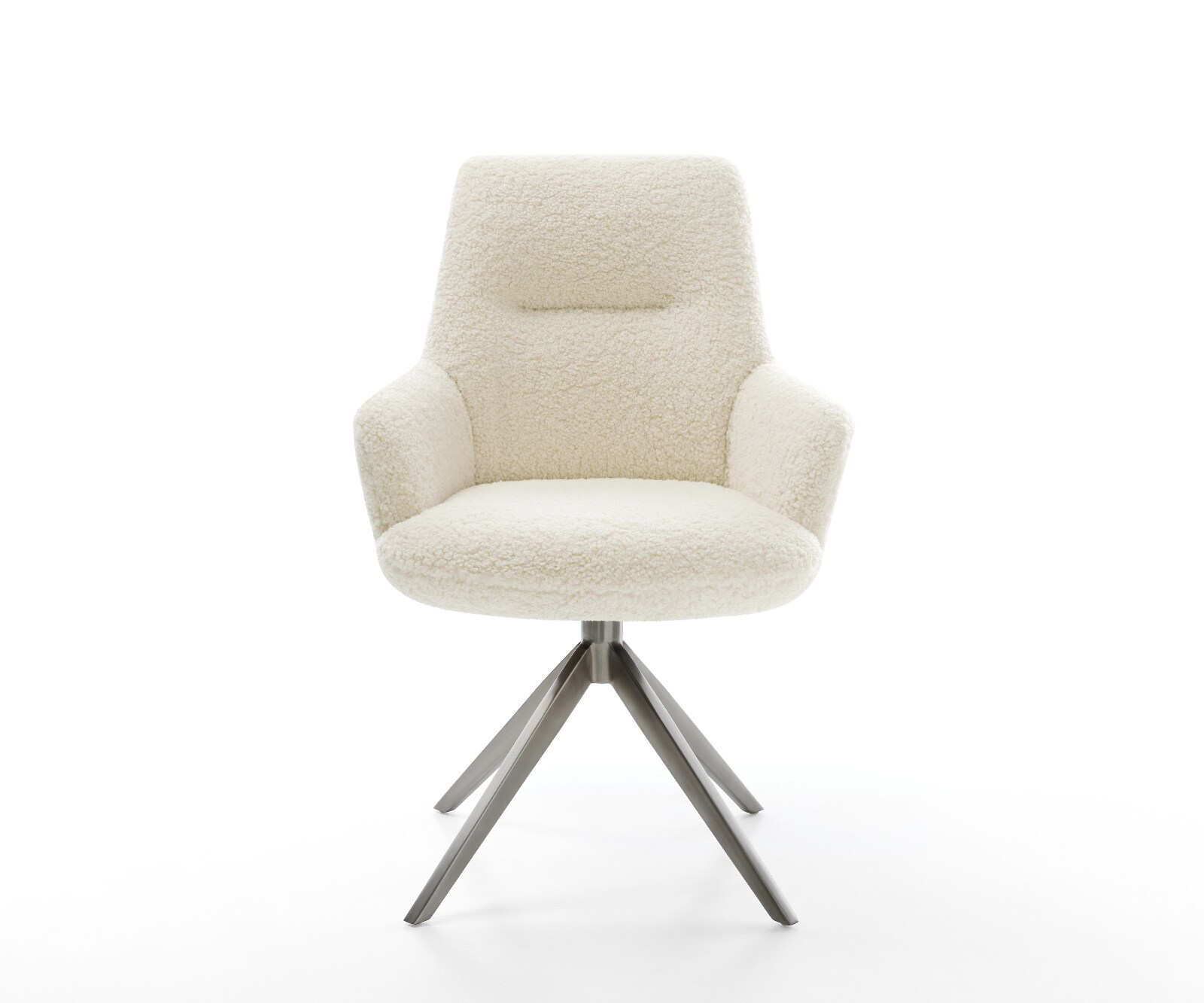 Drehstuhl Zelia-Flex mit Armlehnen Teddystoff Beige Kreuzgestell breit Graphit 360° drehbar Wippfunktion Taschenfederkern 2