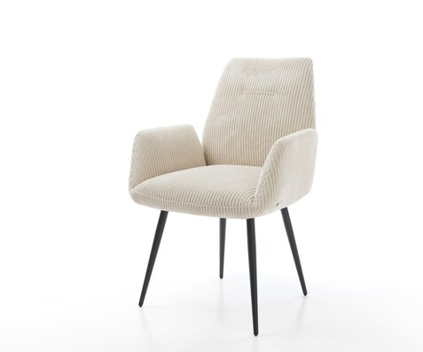Esszimmerstuhl Zoa-Flex Cord Beige 4-Fuß konisch Schwarz Taschenfederkern