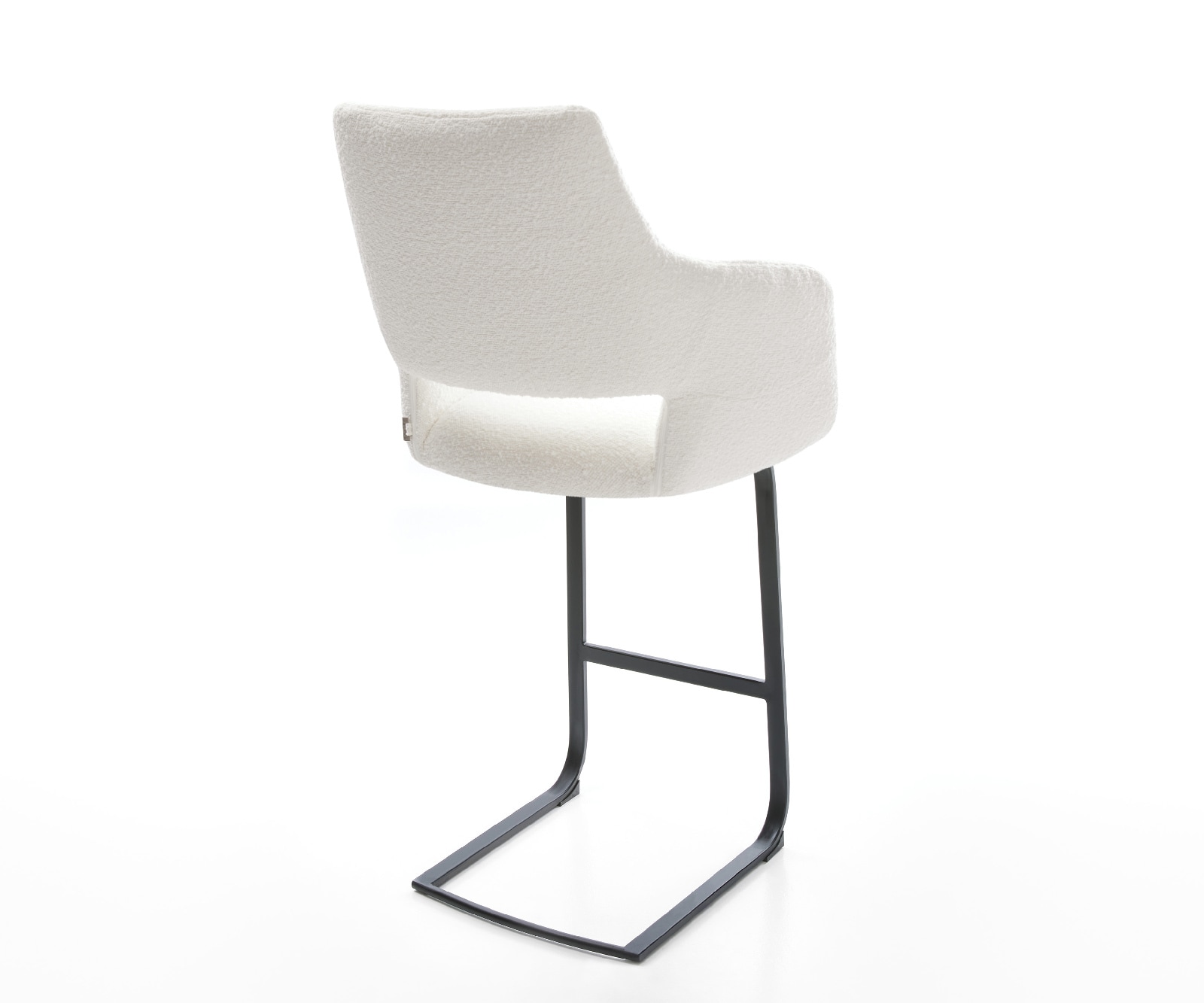 Barstuhl Yago-Flex Bouclé Creme-Weiß Freischwinger Flach Metall Schwarz Taschenfederkern 4