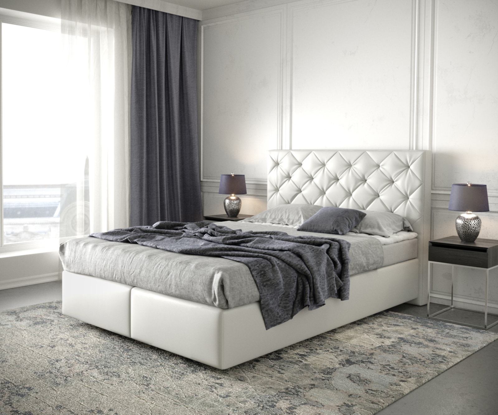 Boxspringbett Dream-Great 140x200 cm Kunstleder Weiß mit Matratze und Topper Boxspringbett Dream-Great 140x200 cm Kunstleder Weiß mit Matratze und Topper