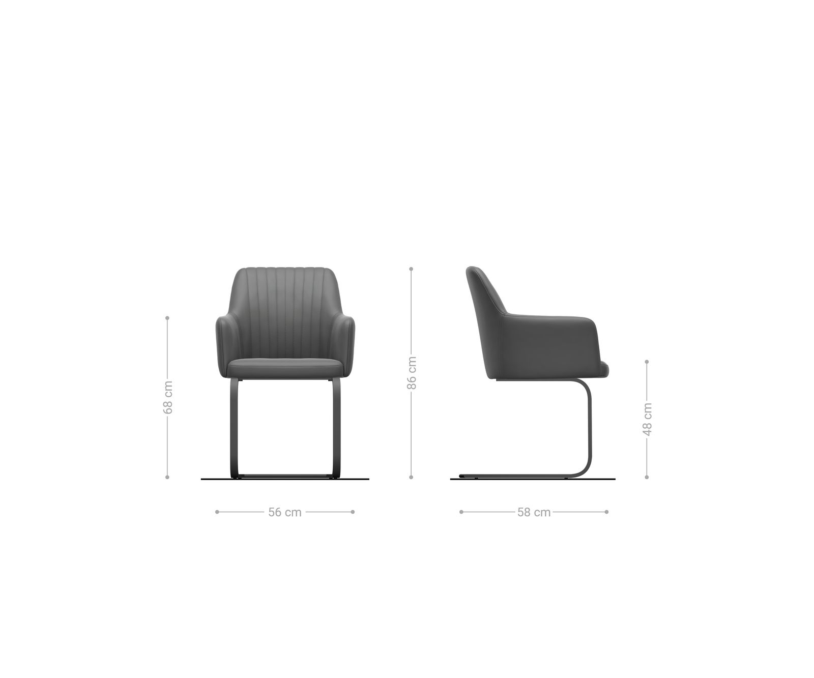 Freischwinger Greg-Flex Bouclé Soft Schlamm Freischwinger flach Effektfinish Titan Taschenfederkern 6
