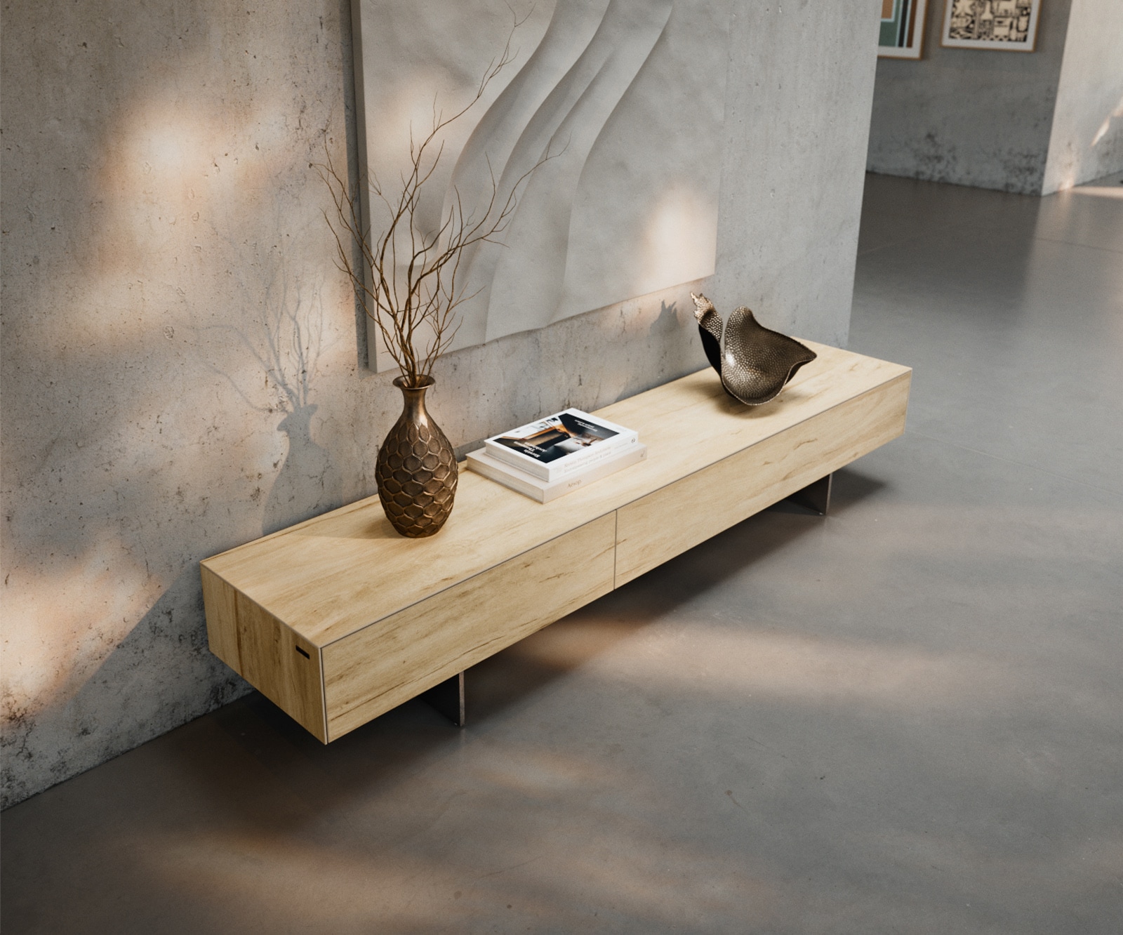 Lowboard Cuor 200 cm Keramik Laminam® Sabbia Eichefarbig 1 Klappe 1 Schubfach Fuß Schwebeoptik Edelstahl 4 Lowboard Cuor 200 cm Keramik Laminam® Sabbia Eichefarbig 1 Klappe 1 Schubfach Fuß Schwebeoptik Edelstahl 4