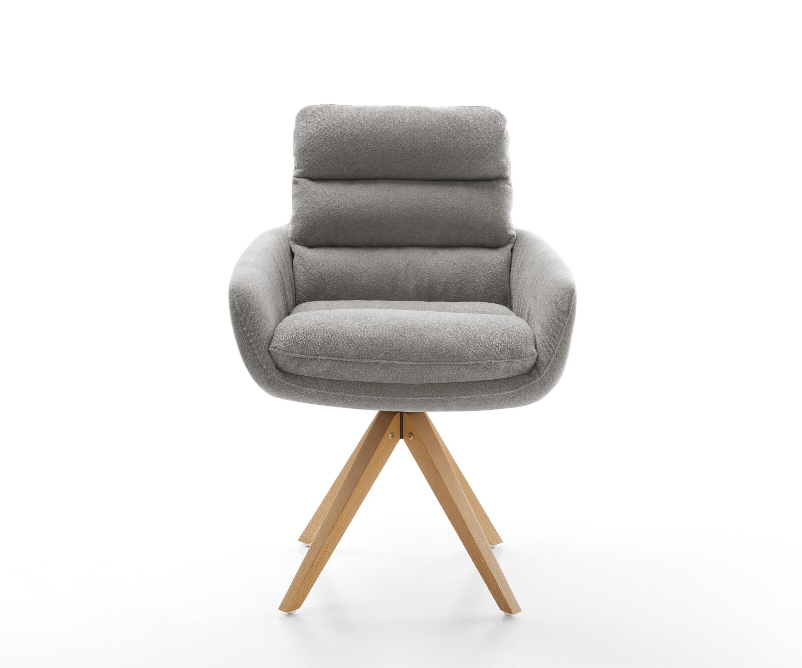 Drehstuhl Abelia-Flex mit Armlehnen Strukturstoff Soft Grau Holzgestell kantig Natur 180° drehbar 2
