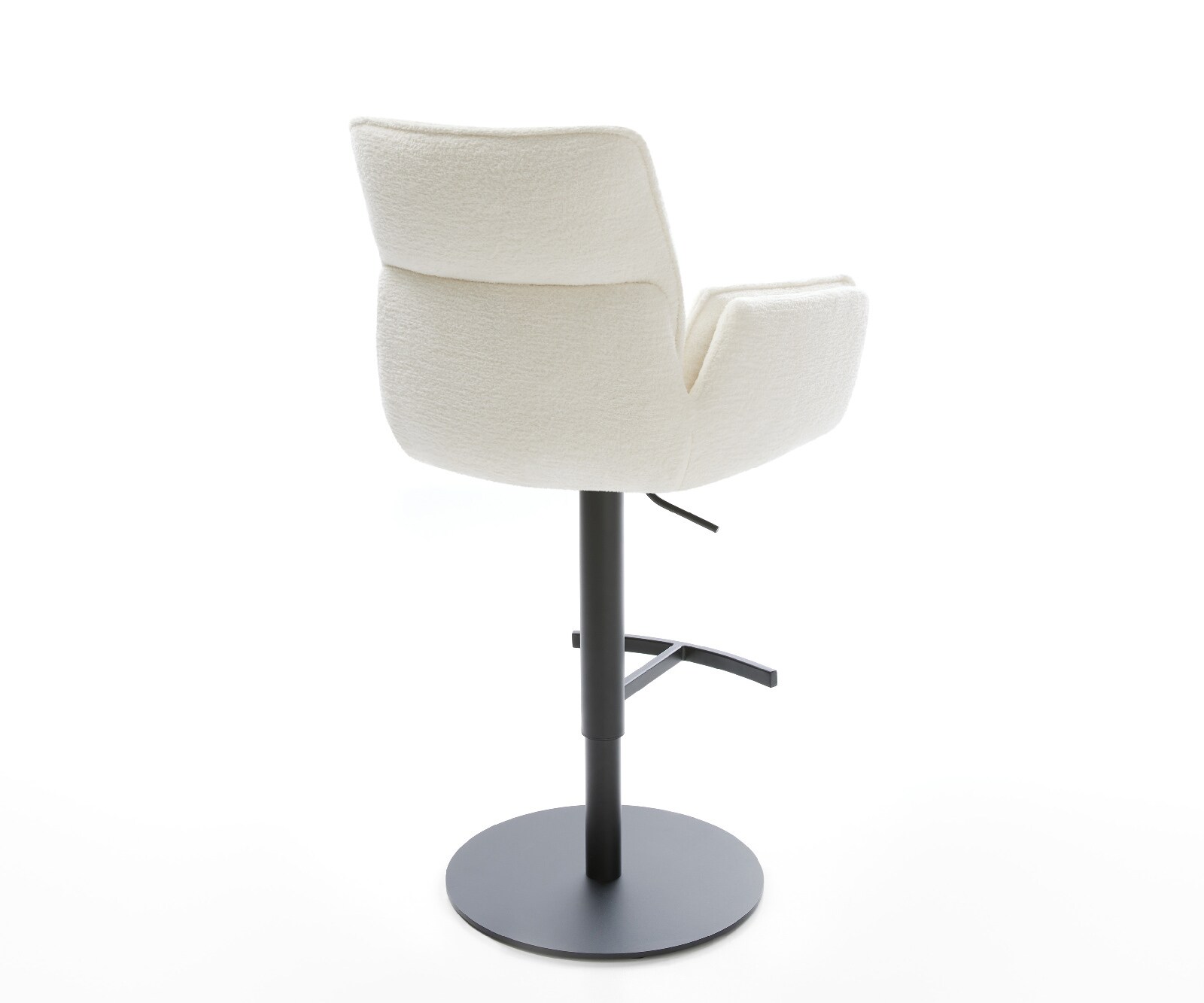 Barstuhl Nela-Flex Bouclé Soft Beige Drehfuß höhenverstellbar Metall Schwarz 5
