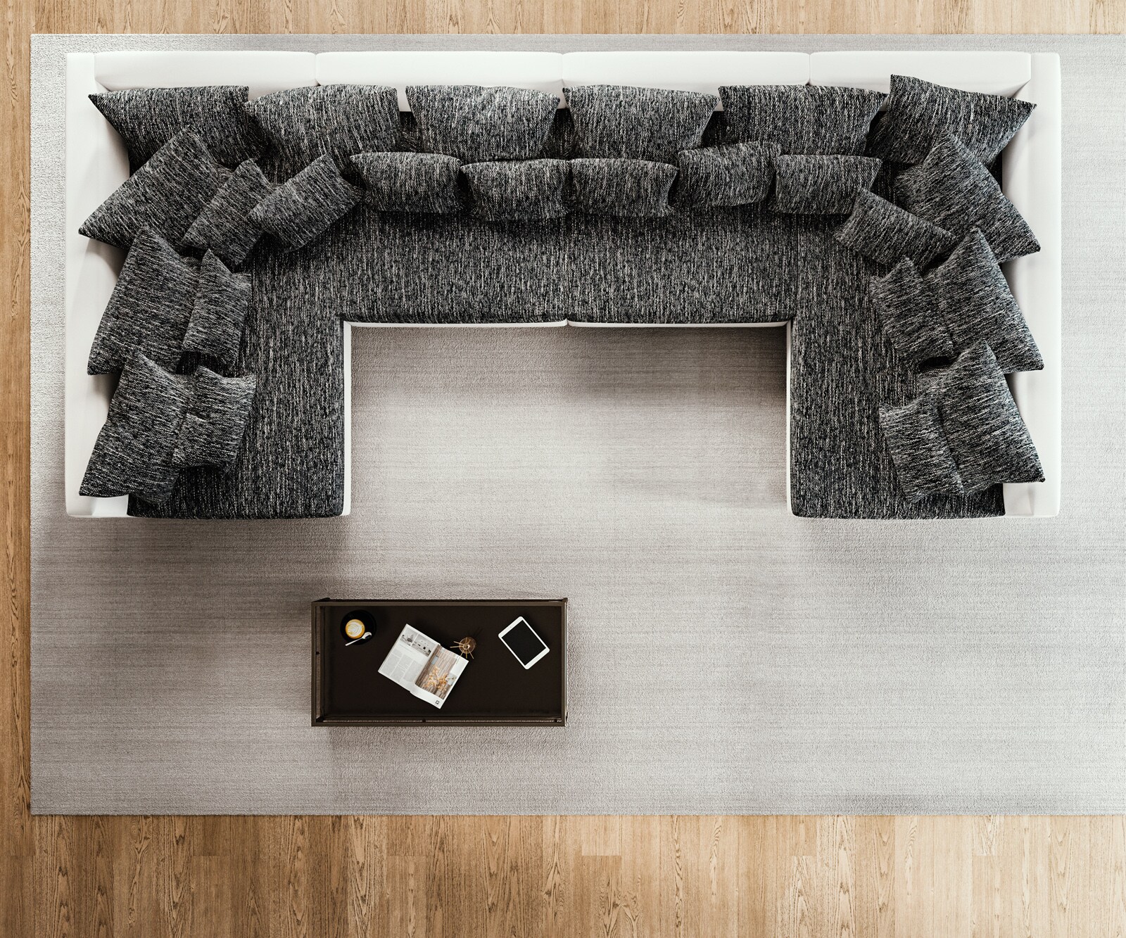 Wohnlandschaft Clovis XL Weiss Schwarz modular 3