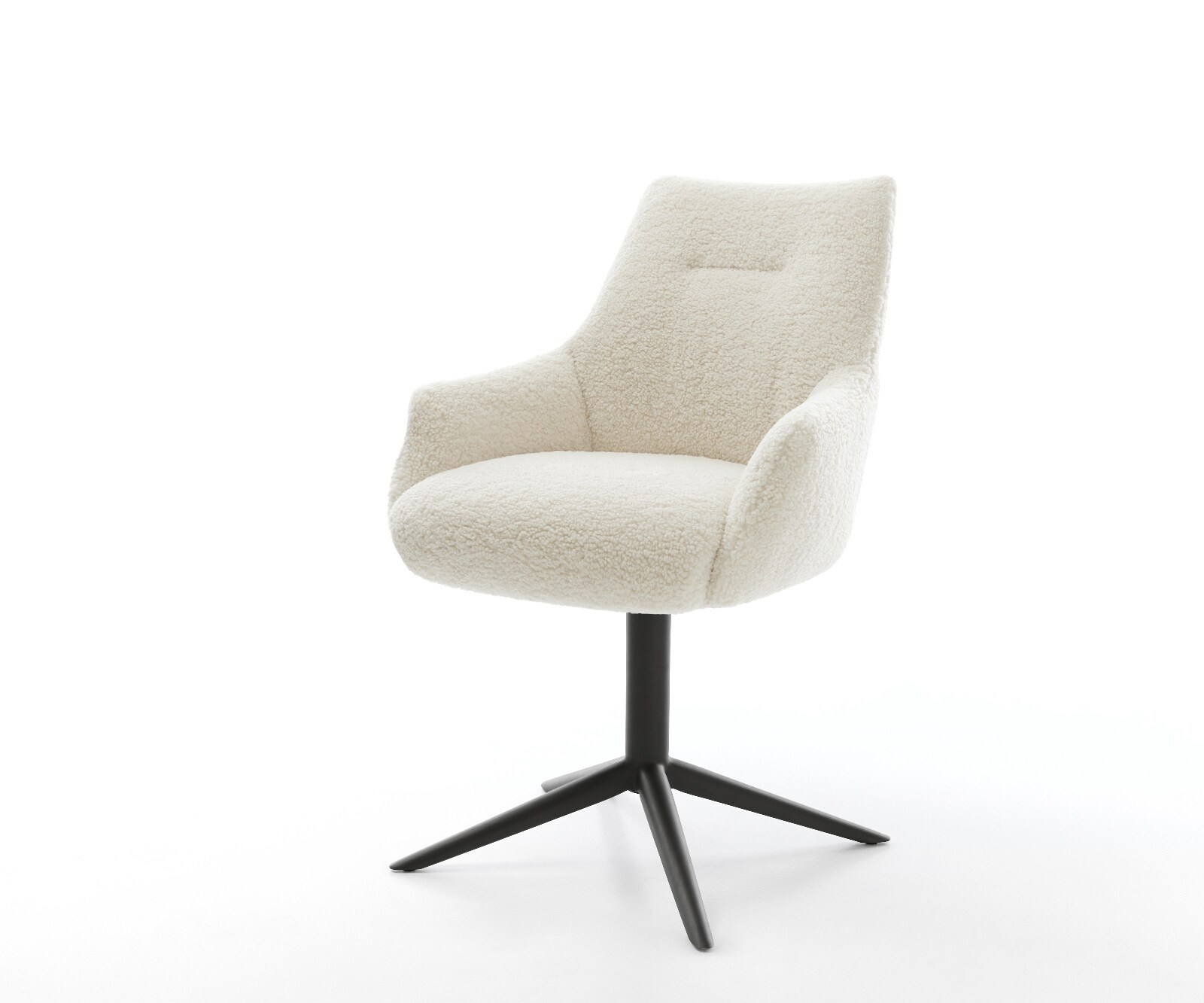 Drehstuhl Alja-Flex mit Armlehnen Teddystoff Beige Fußkreuz Schwarz 360° dr günstig online kaufen