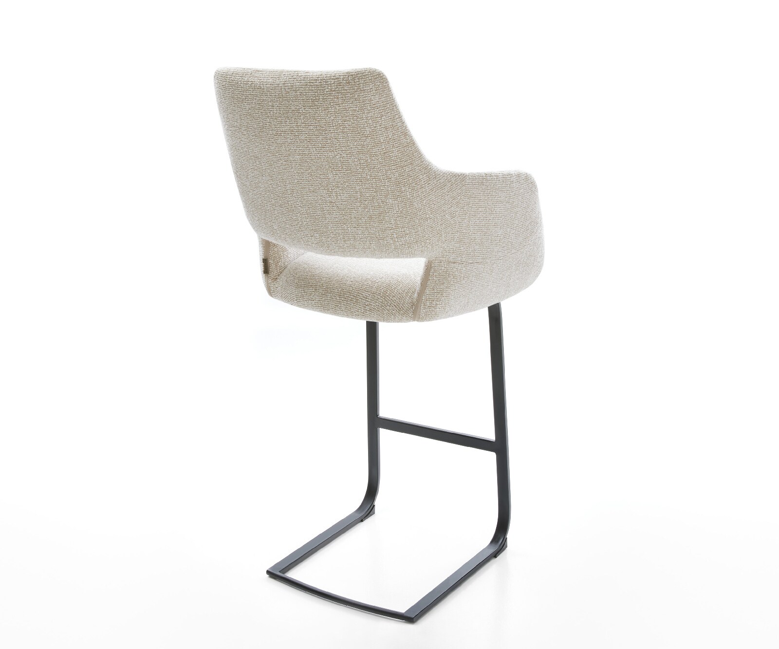 Barstuhl Yago-Flex Webstoff Soft Beige Freischwinger Flach Metall Schwarz Taschenfederkern 4