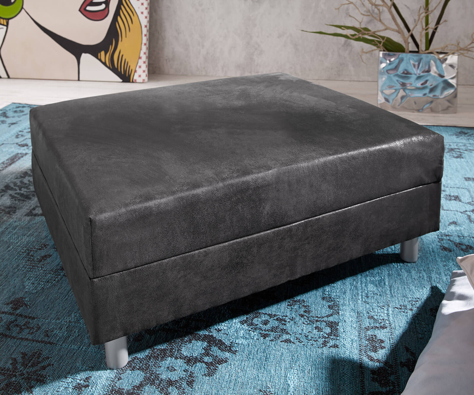 Hocker Clovis Anthrazit Optik B98 x T83 Modul Microvelours