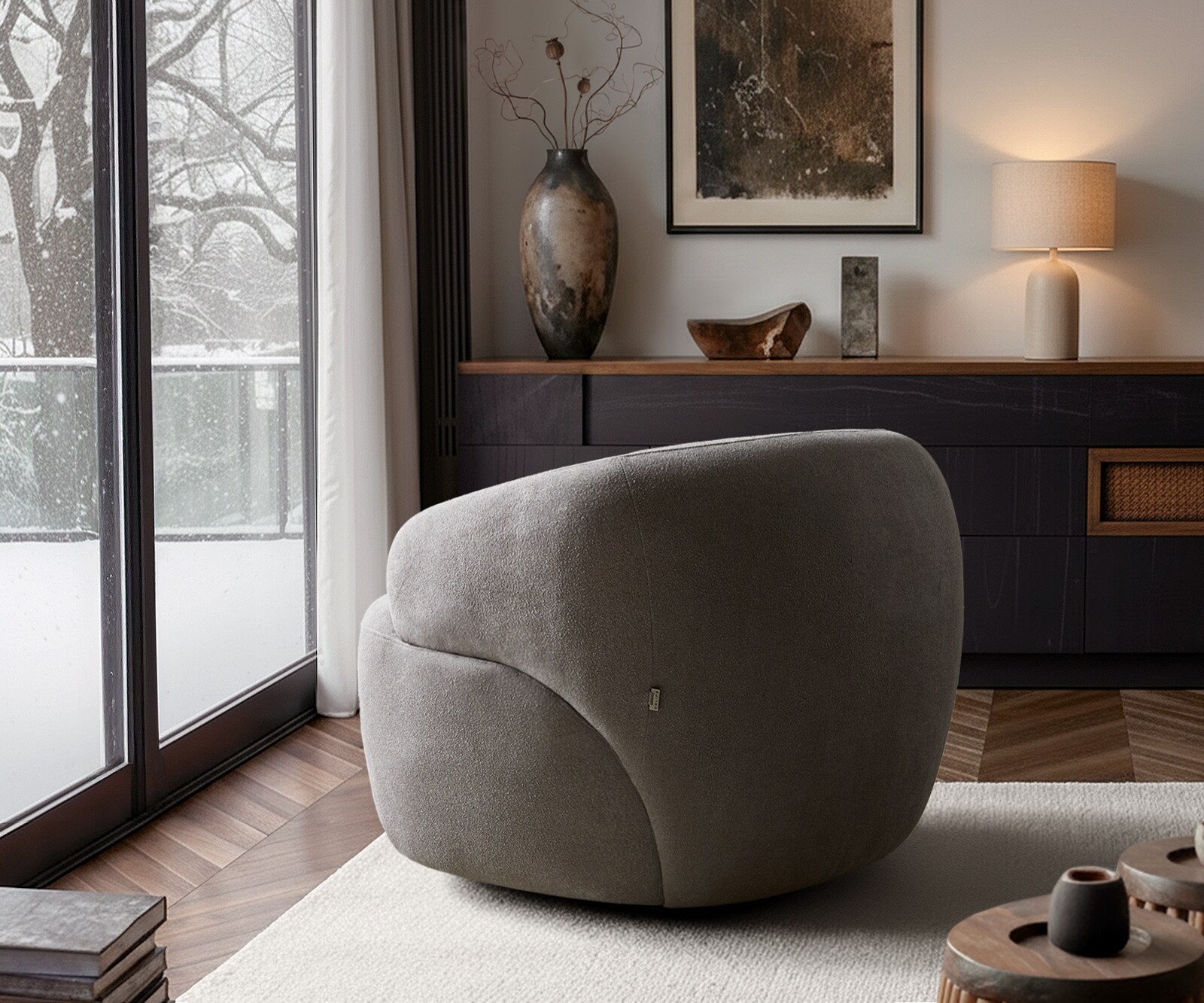 Loungesessel Nova 88x88 cm Strukturstoff Soft Grau 7