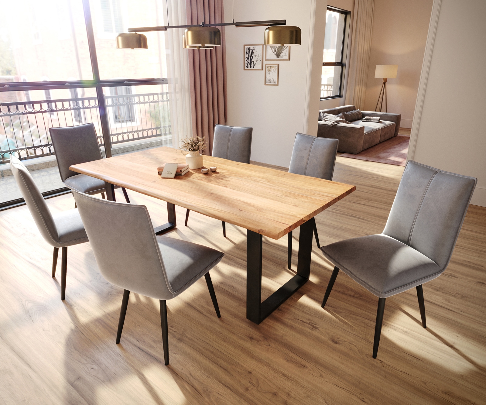 Esszimmerstuhl Lelio-Flex Samt Grau 4-Fuß konisch Schwarz Taschenfederkern 3 Esszimmerstuhl Lelio-Flex Samt Grau 4-Fuß konisch Schwarz Taschenfederkern 3