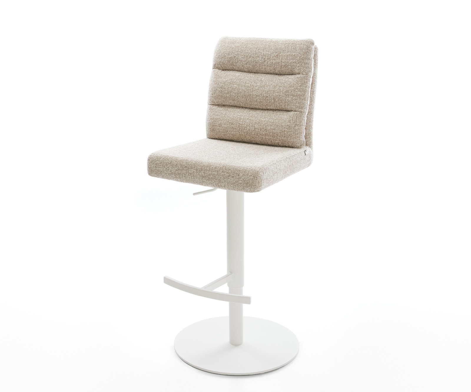 Barstuhl Pela-Flex Webstoff Soft Beige Drehfuß höhenverstellbar Metall Weiß