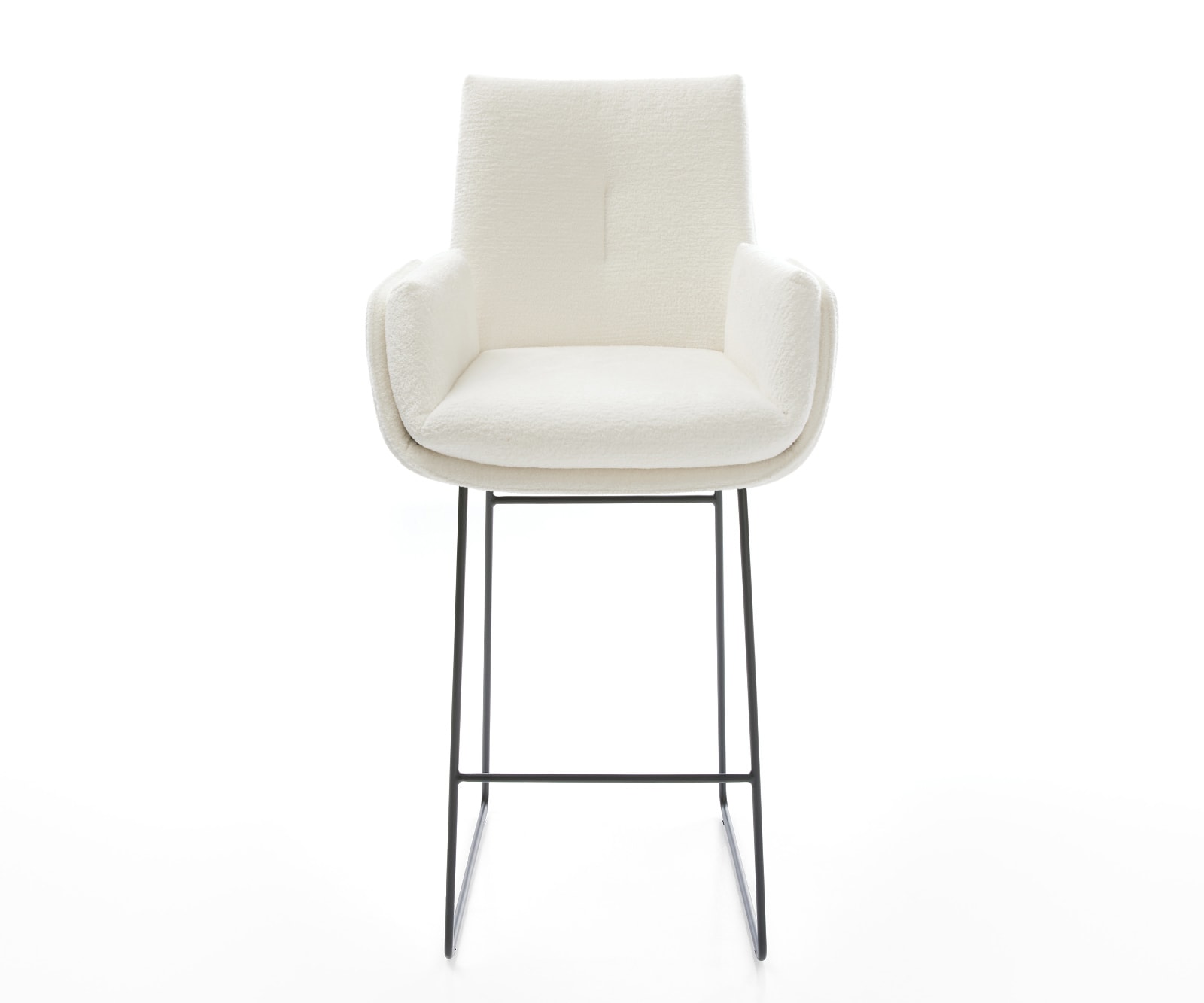 Barstuhl Clea-Flex Bouclé Soft Beige Kufengestell Metall Schwarz 2