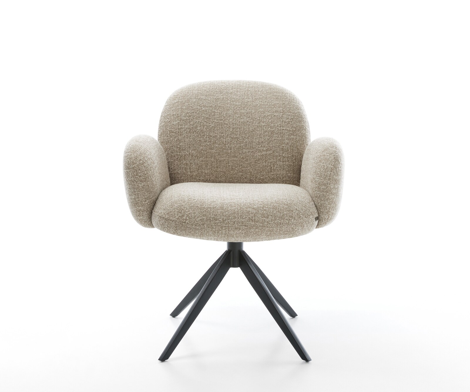 Drehstuhl Nube-Flex mit Armlehnen Webstoff Soft Beige Kreuzgestell breit Schwarz 360° drehbar Wippfunktion Taschenfederkern 2