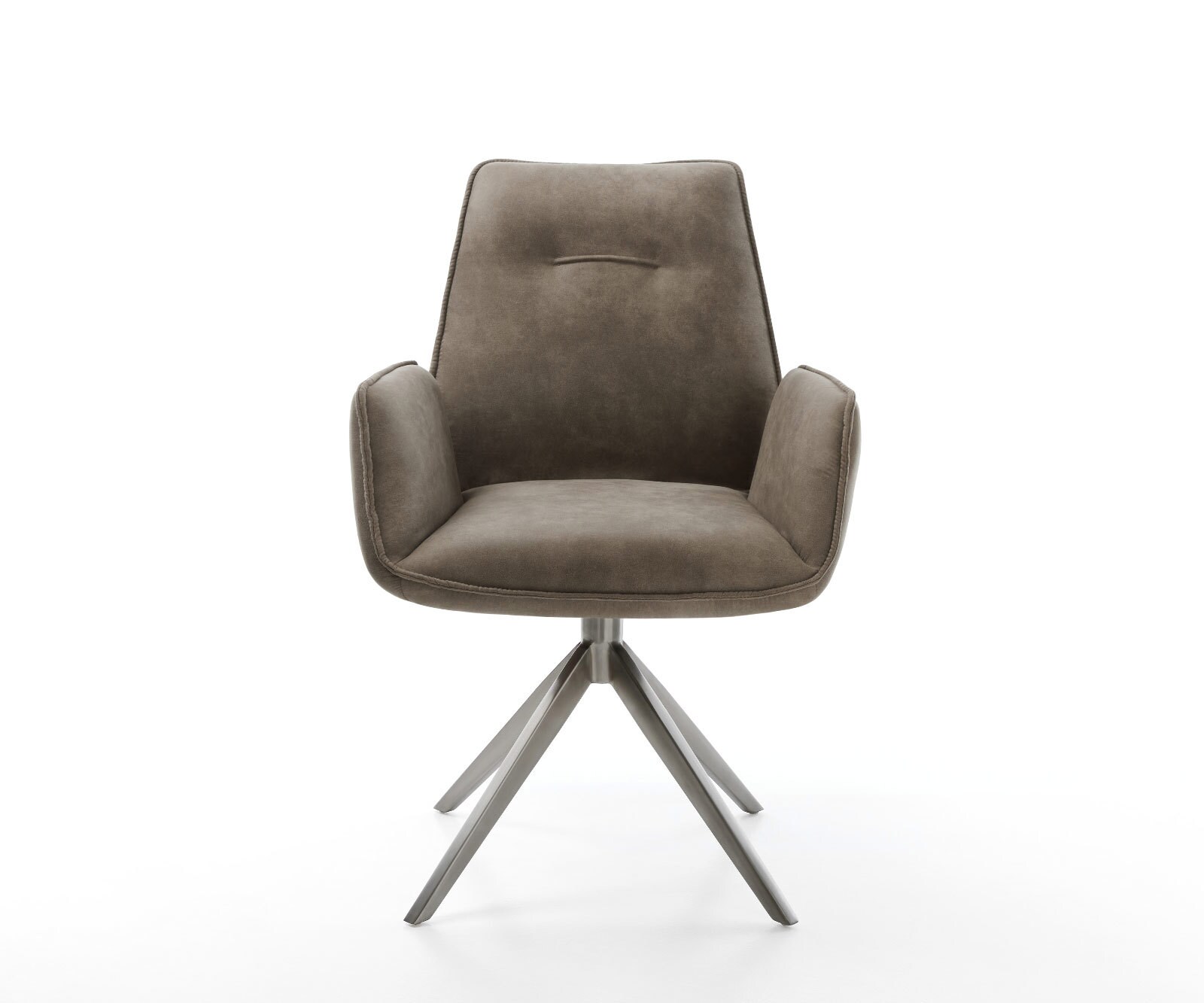 Drehstuhl Zoa-Flex Mikrofaser Taupe Vintage Kreuzgestell breit Graphit 360° drehbar Wippfunktion Taschenfederkern 1