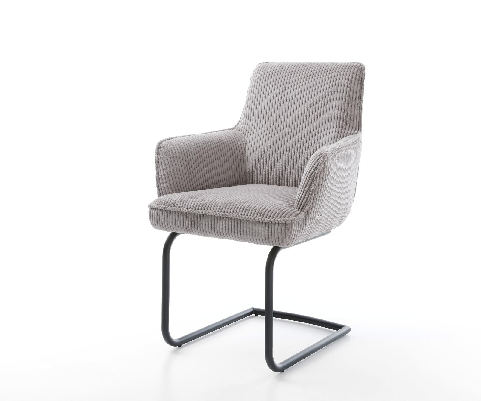 Freischwinger Heira-Flex mit Armlehnen Cord Silbergrau Freischwinger rund Schwarz Taschenfederkern 1