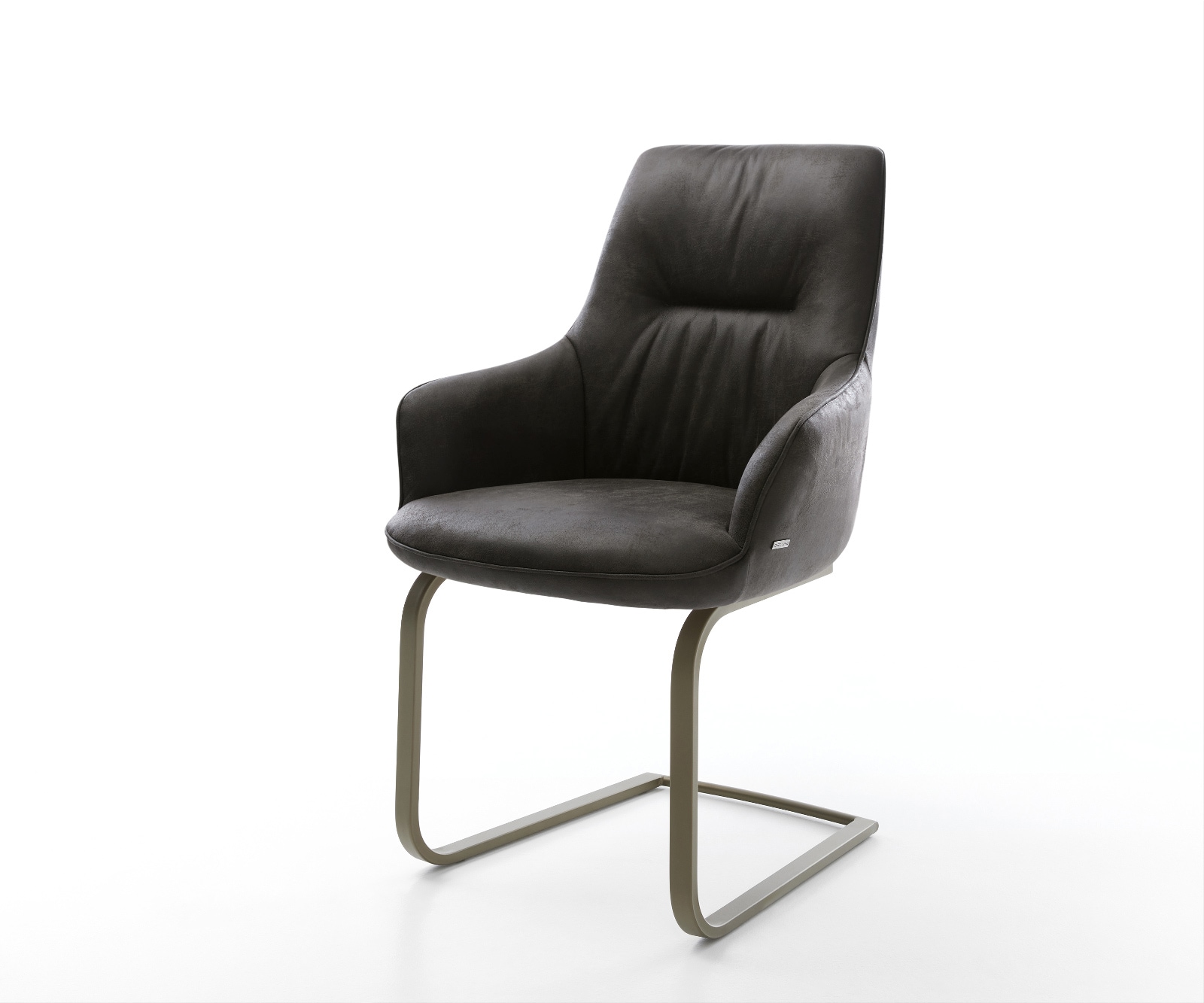 Freischwinger Zelia-Flex mit Armlehnen Mikrofaser Anthrazit Vintage Freischwinger flach Effektfinish Titan Taschenfederkern