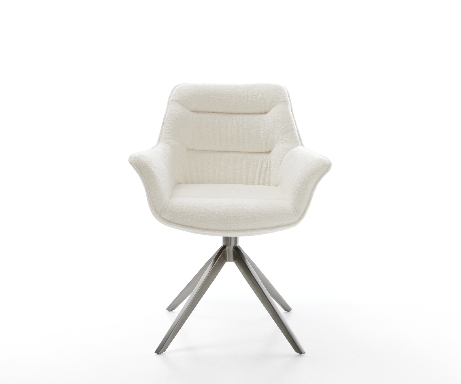 Drehstuhl Kaira-Flex Bouclé Soft Beige Kreuzgestell breit Graphit 360° drehbar Wippfunktion 2