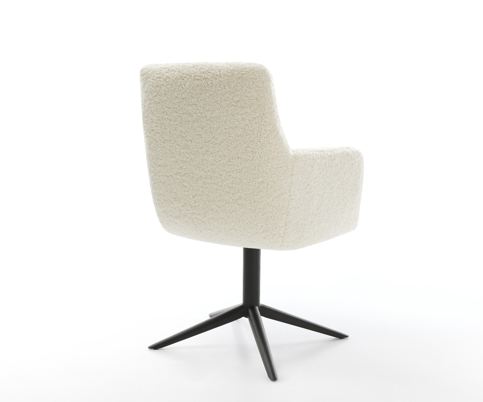 Drehstuhl Heira-Flex mit Armlehnen Teddystoff Beige Fußkreuz Schwarz 360° drehbar Wippfunktion Taschenfederkern 4