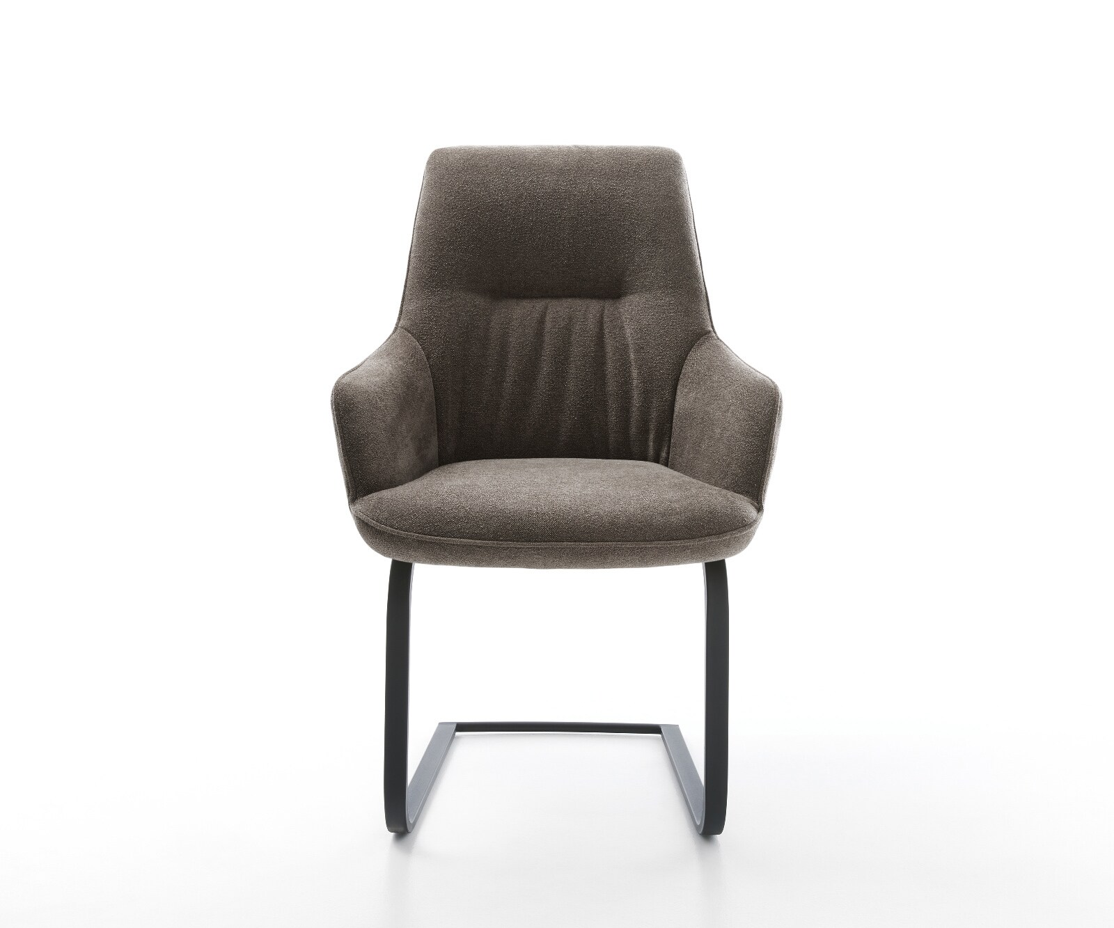Freischwinger Zelia-Flex mit Armlehnen Strukturstoff Soft Taupe Freischwinger flach Schwarz Taschenfederkern 2